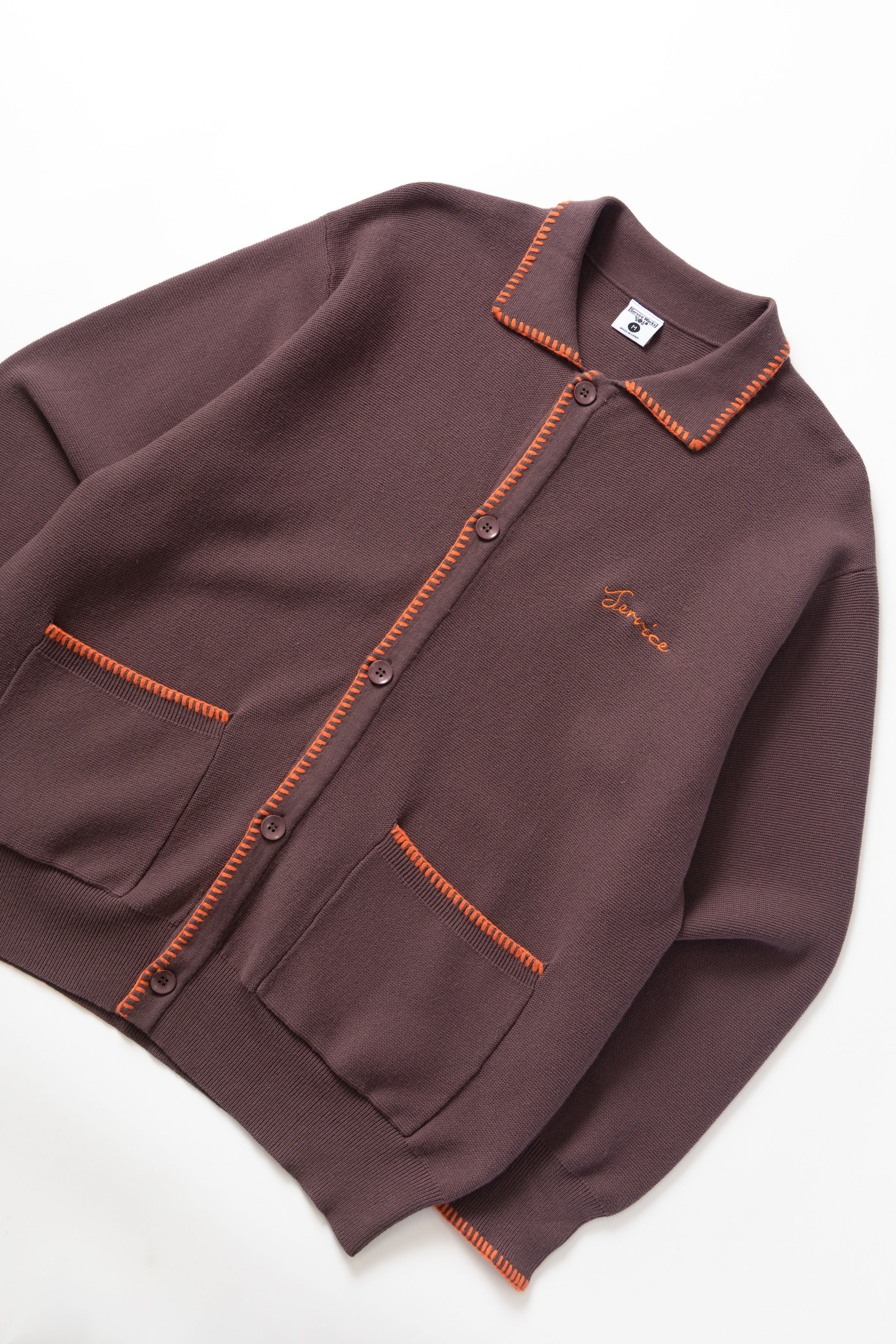 Blanket Stitch Cardigan - Brown - Image 2