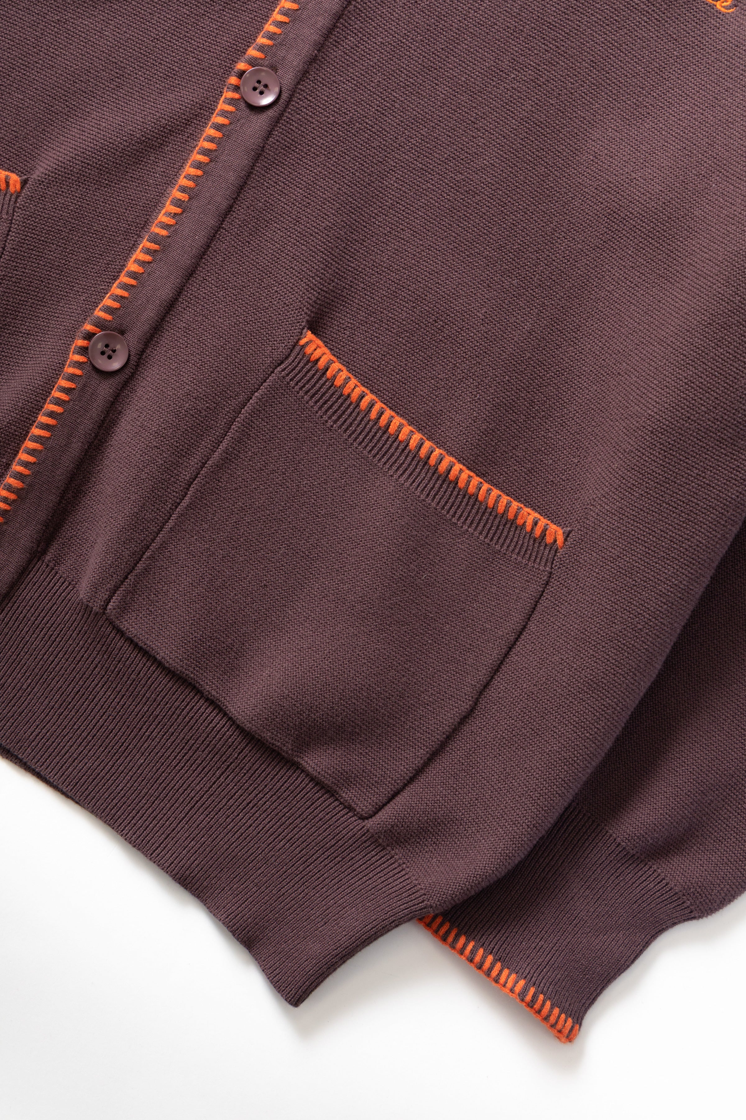 Blanket Stitch Cardigan - Brown - Image 5