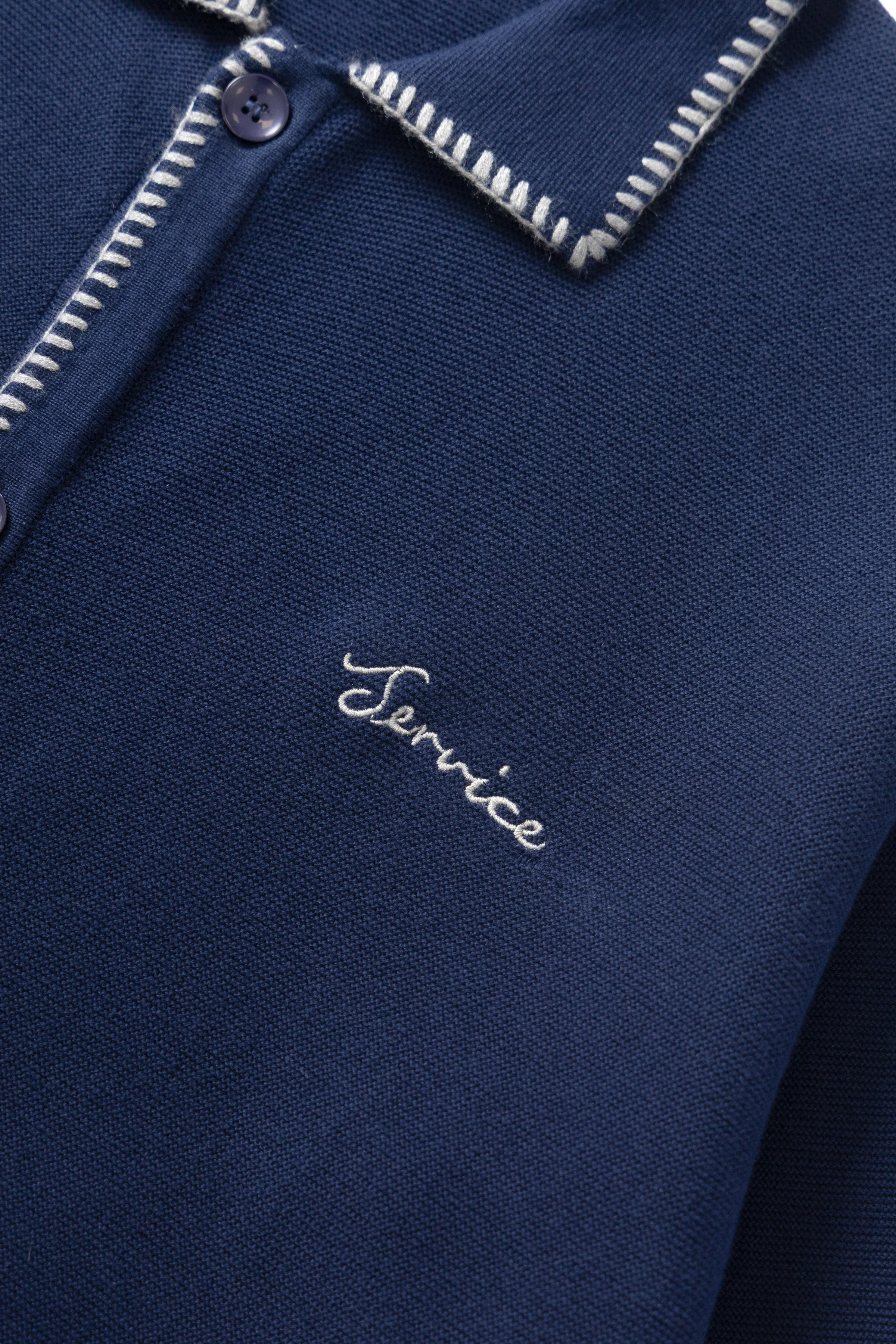 Blanket Stitch Cardigan - Navy - Image 3