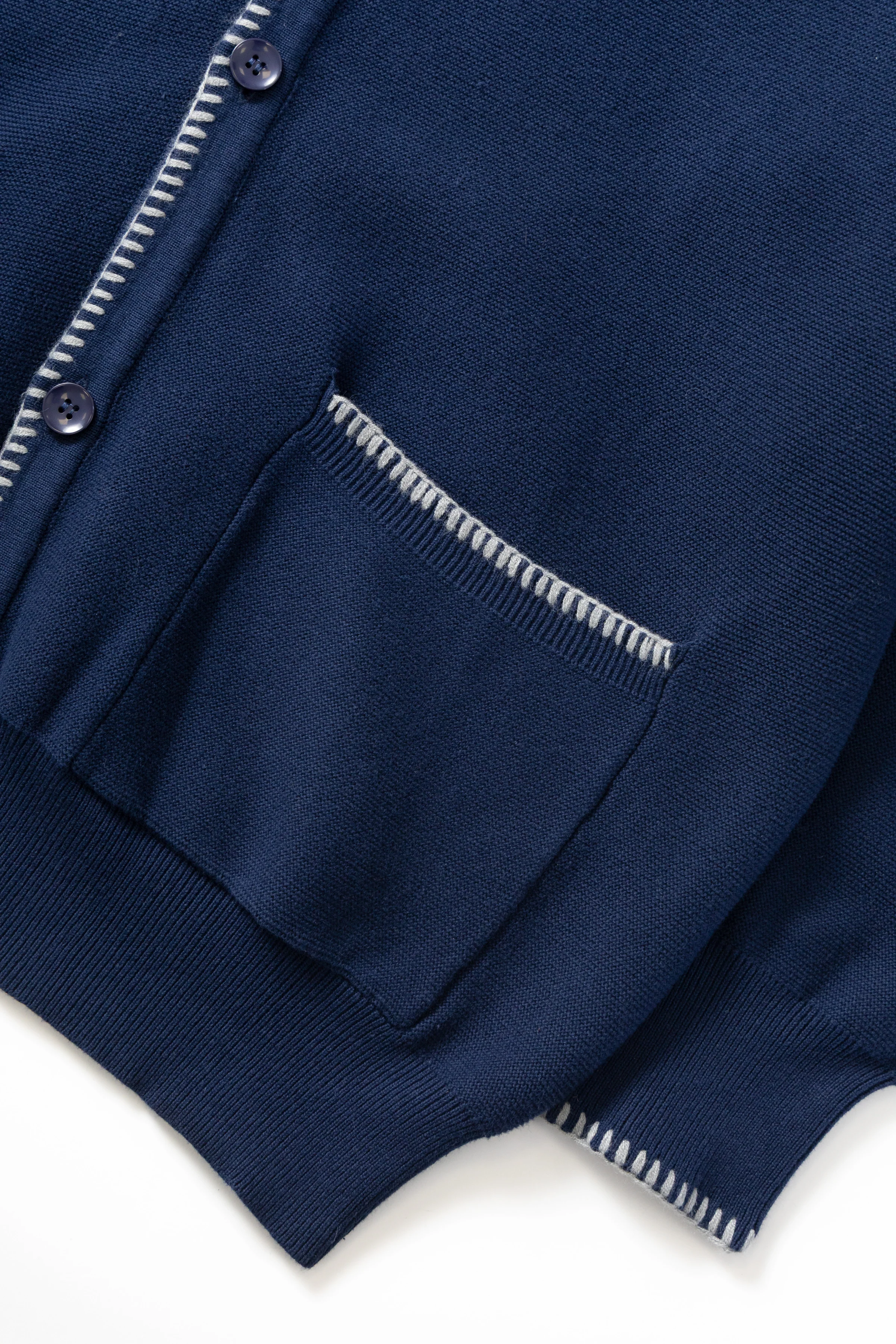 Blanket Stitch Cardigan - Navy - Image 4