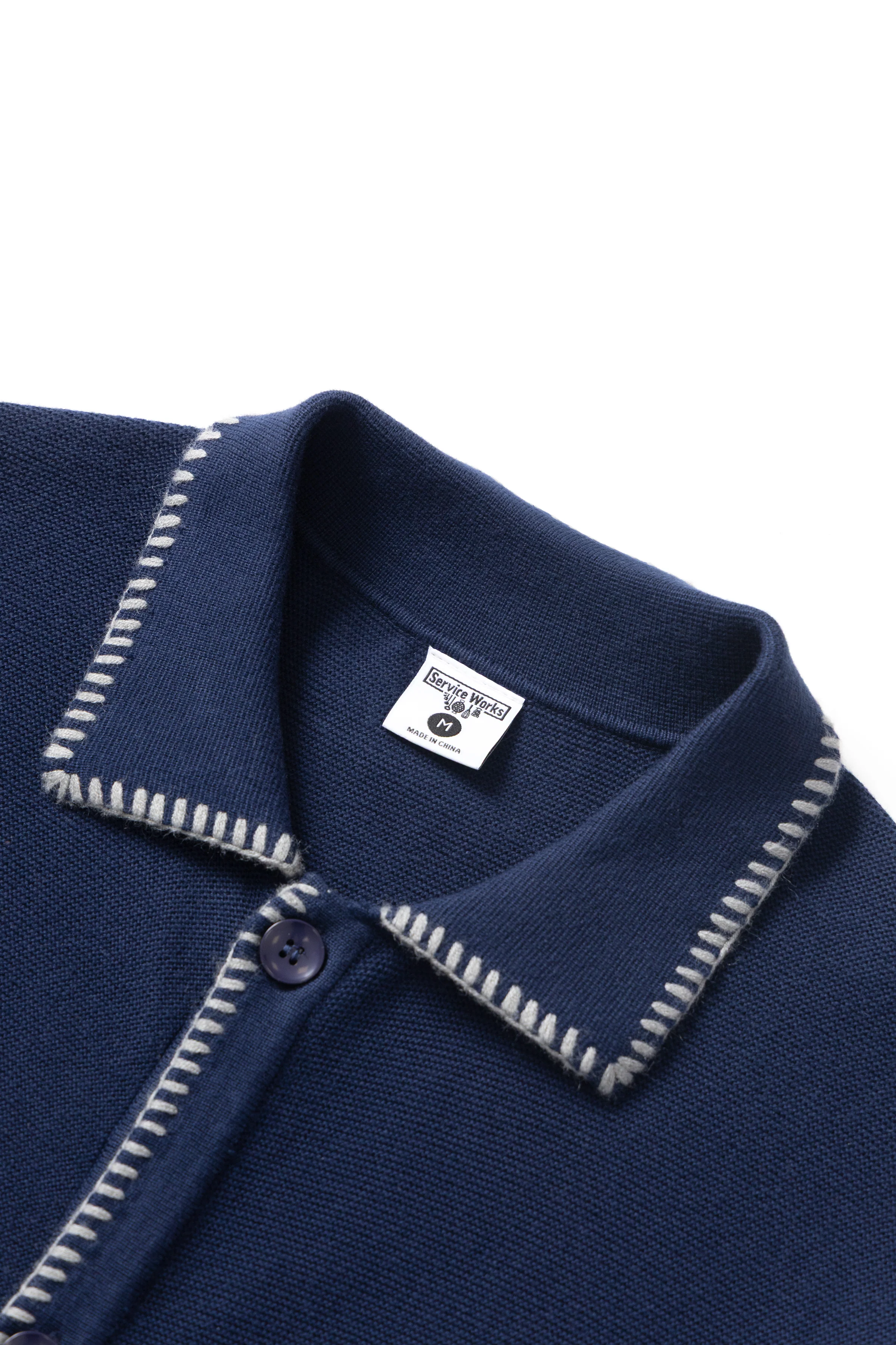 Blanket Stitch Cardigan - Navy - Image 5