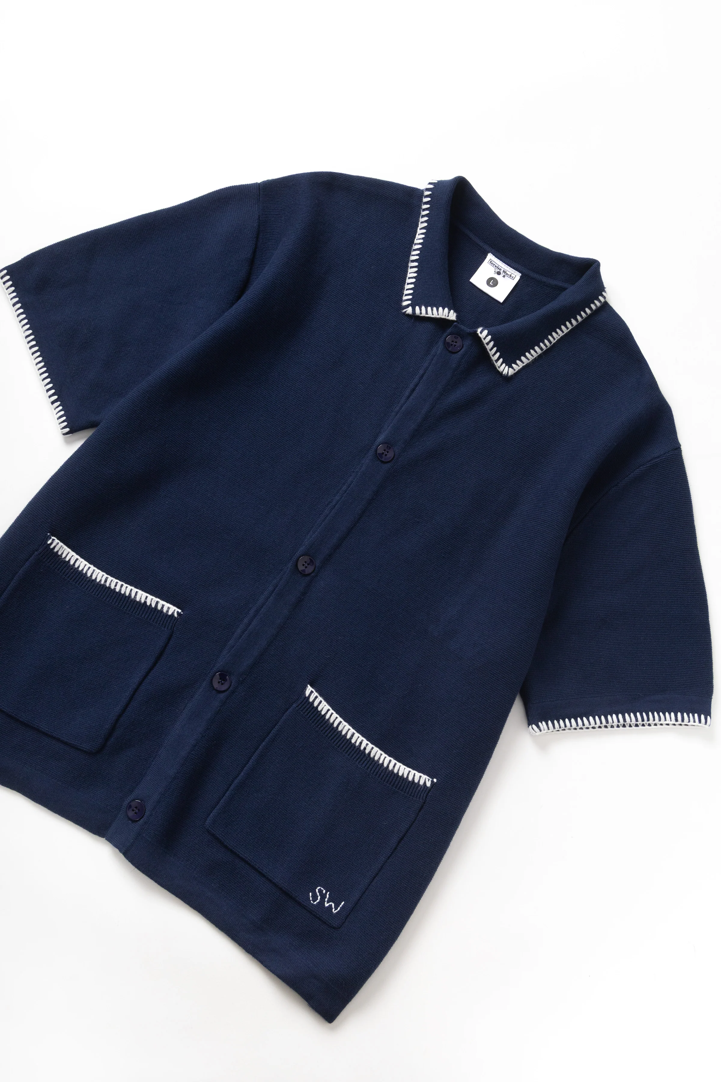 Blanket Stitch Knit - Navy - Image 3