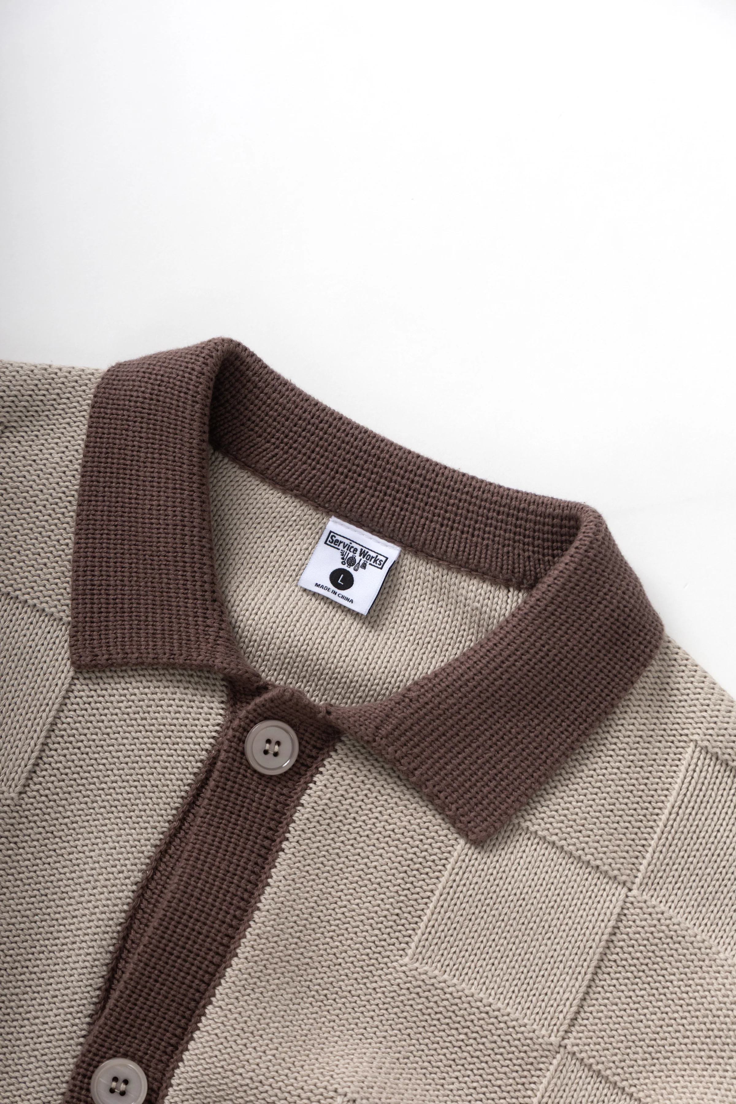 Check Panel Cardigan - Mushroom - Image 4