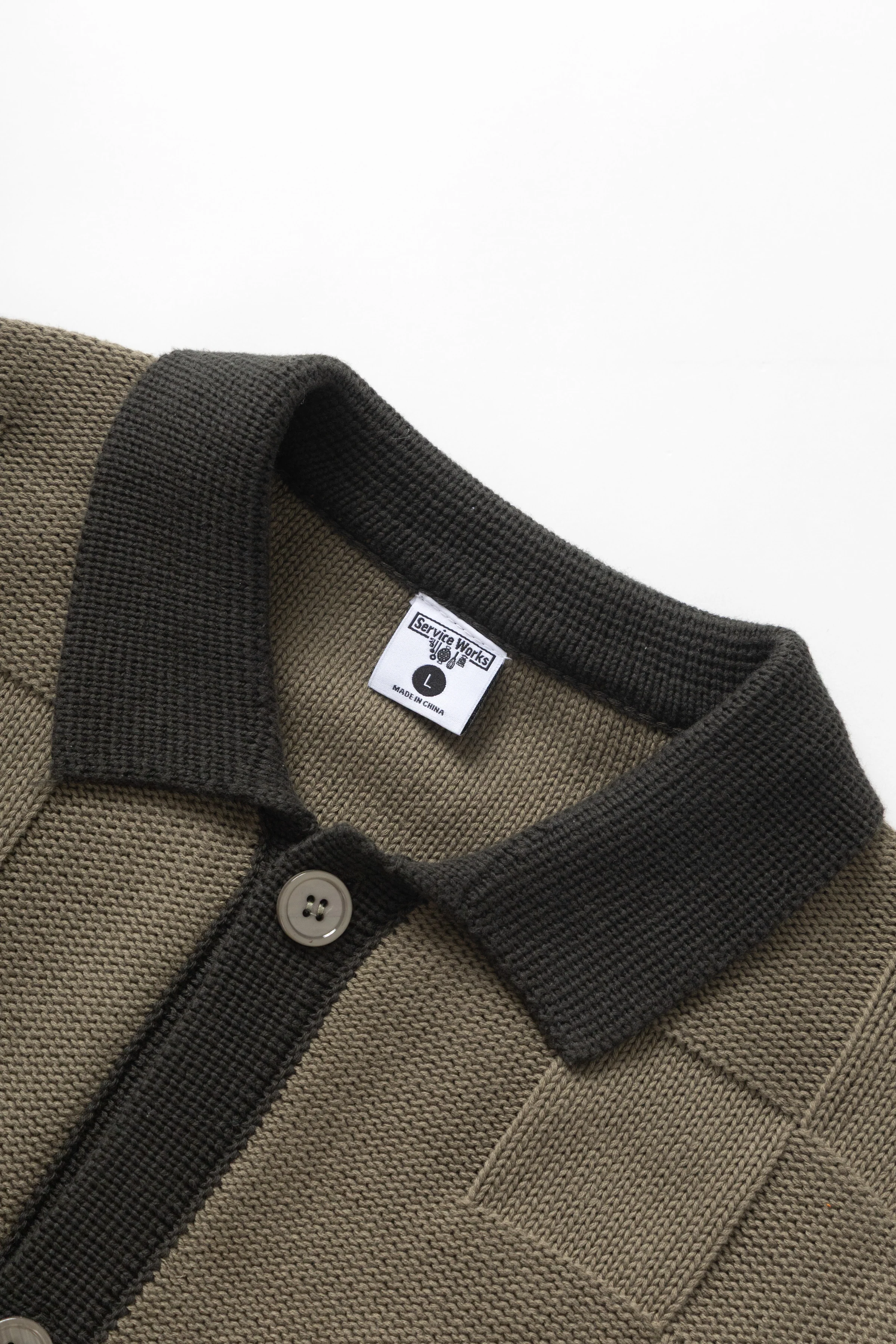 Check Panel Cardigan - Olive - Image 4