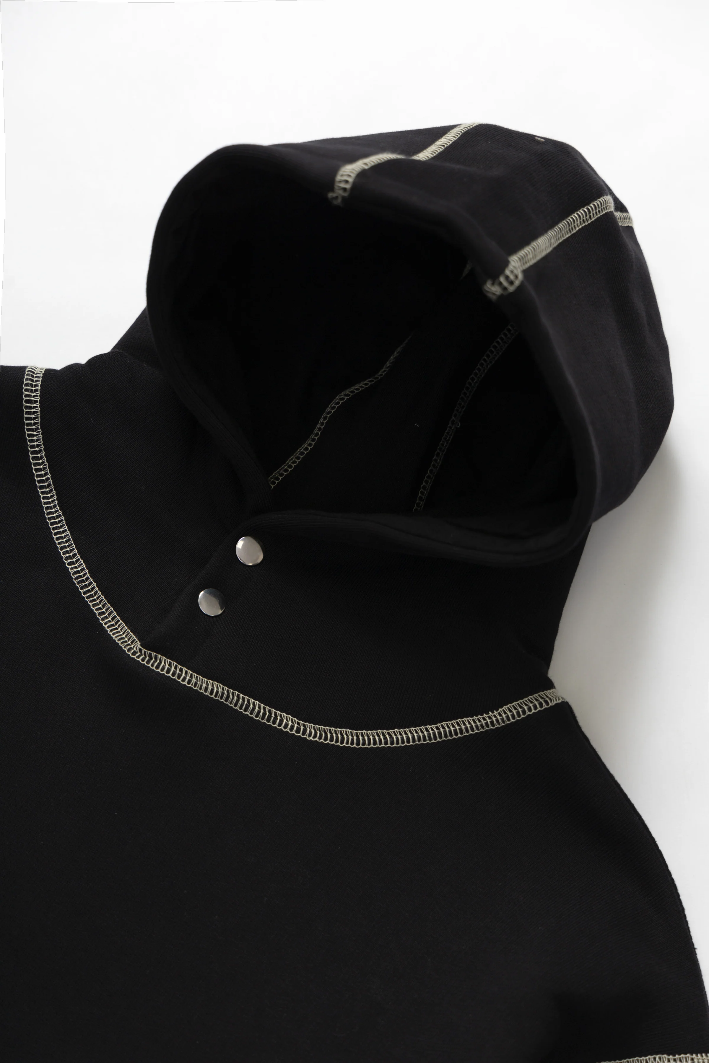 Contrast Stitch Hoodie - Black - Image 5