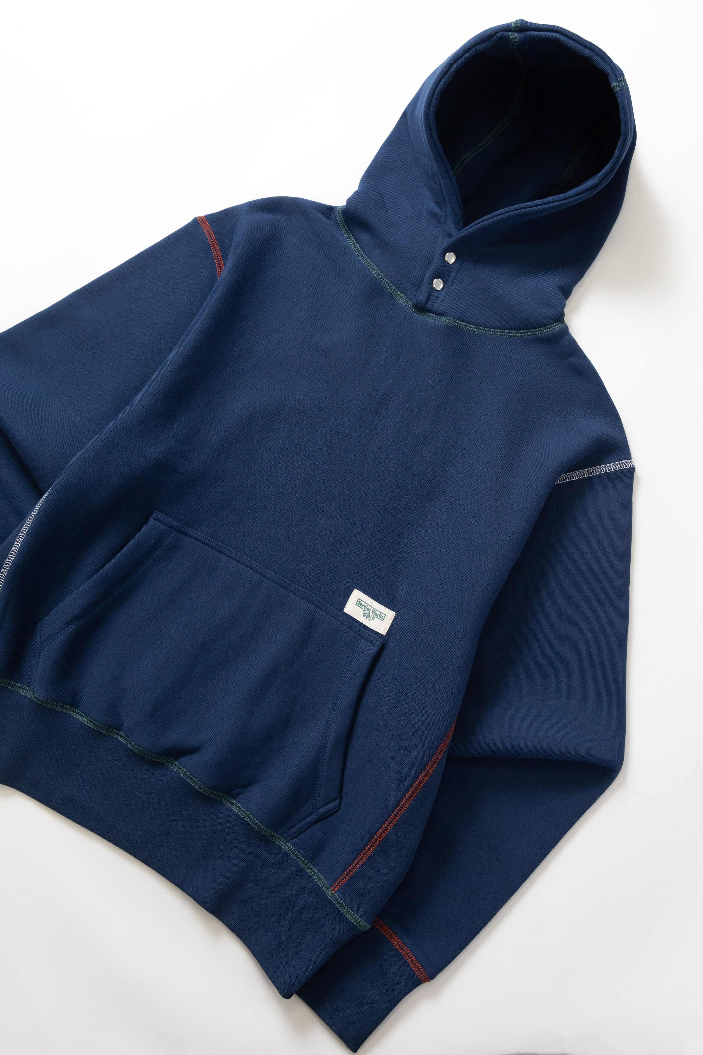 Contrast Stitch Hoodie - Navy - Image 2