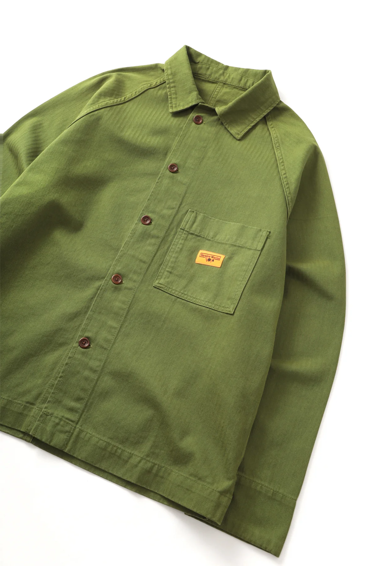 Herringbone Front Of House Jacket - Pesto - Image 2