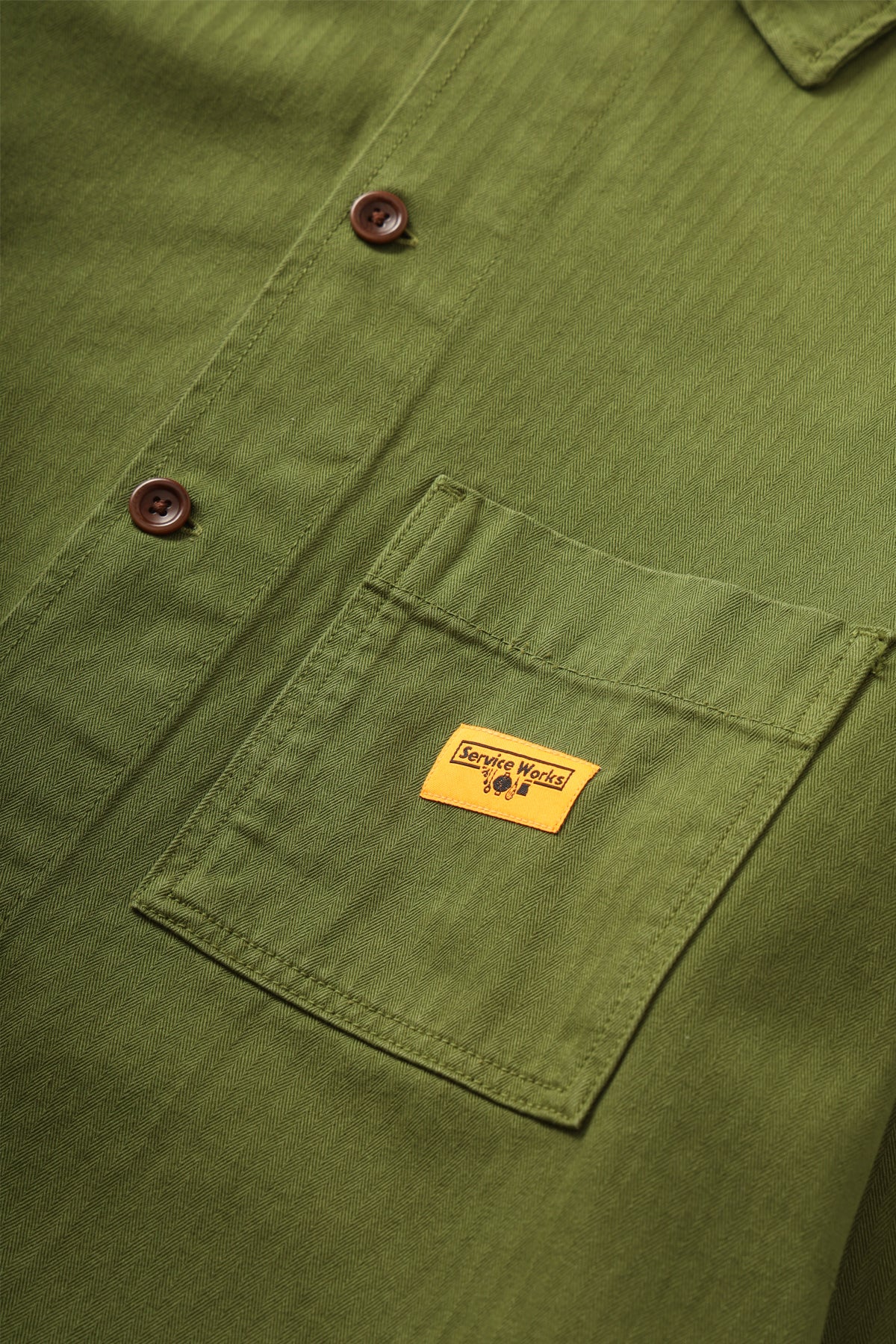 Herringbone Front Of House Jacket - Pesto - Image 3
