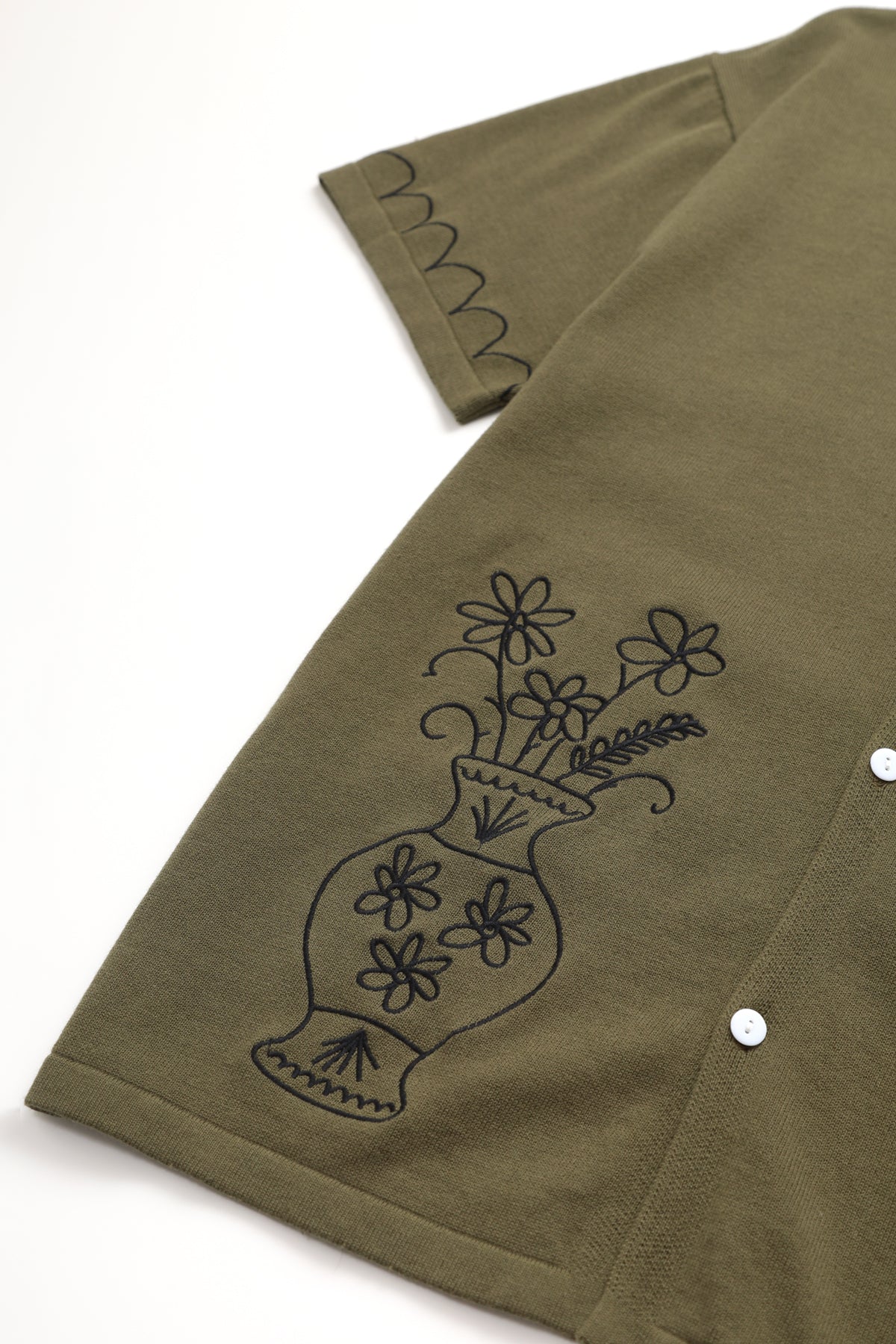 Knitted Vase Shirt - Olive - Image 5