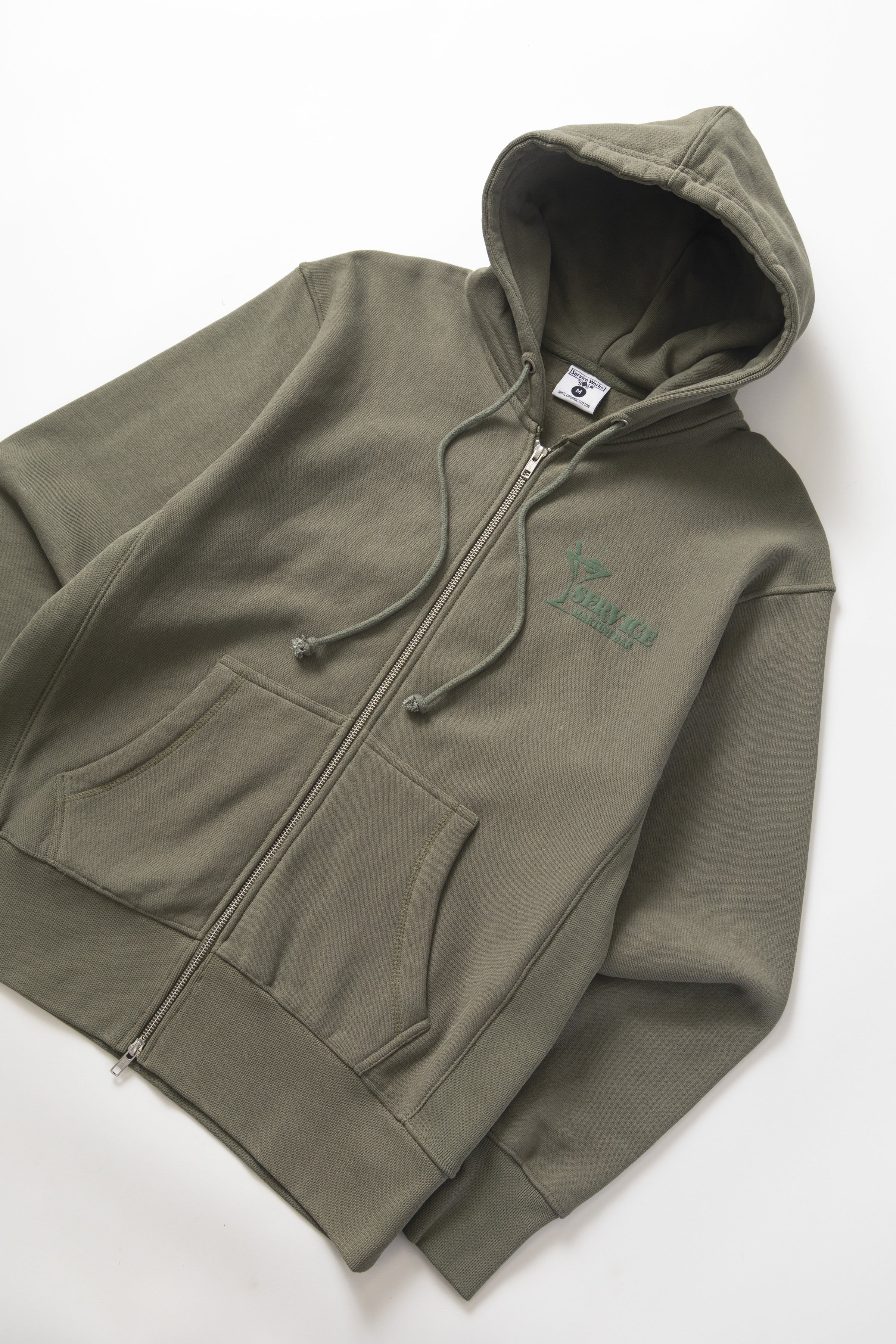 Martini Zipper Hoodie - Olive - Image 2