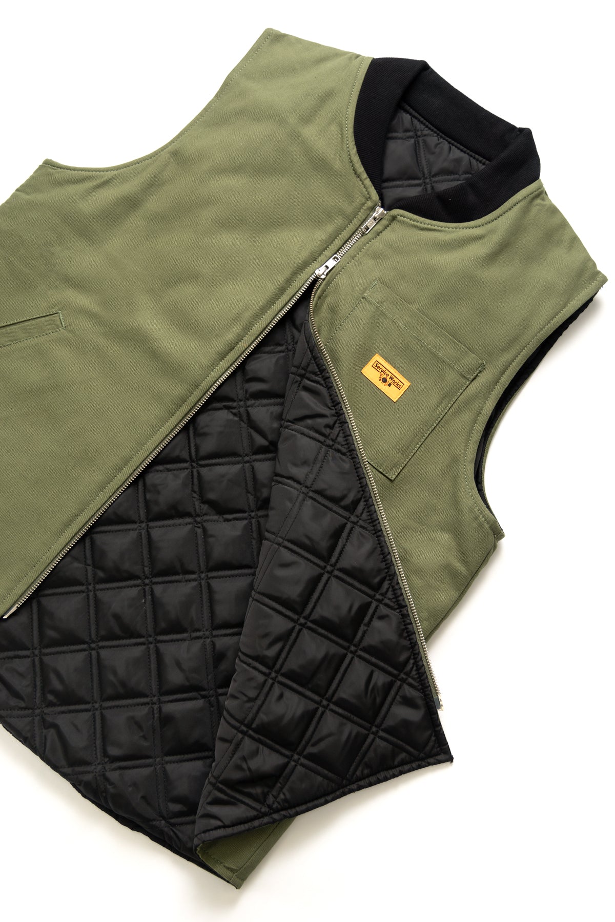 Padded Work Vest Jacket - Olive - Image 2