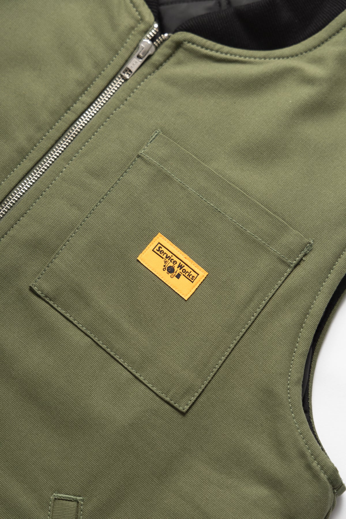 Padded Work Vest Jacket - Olive - Image 3