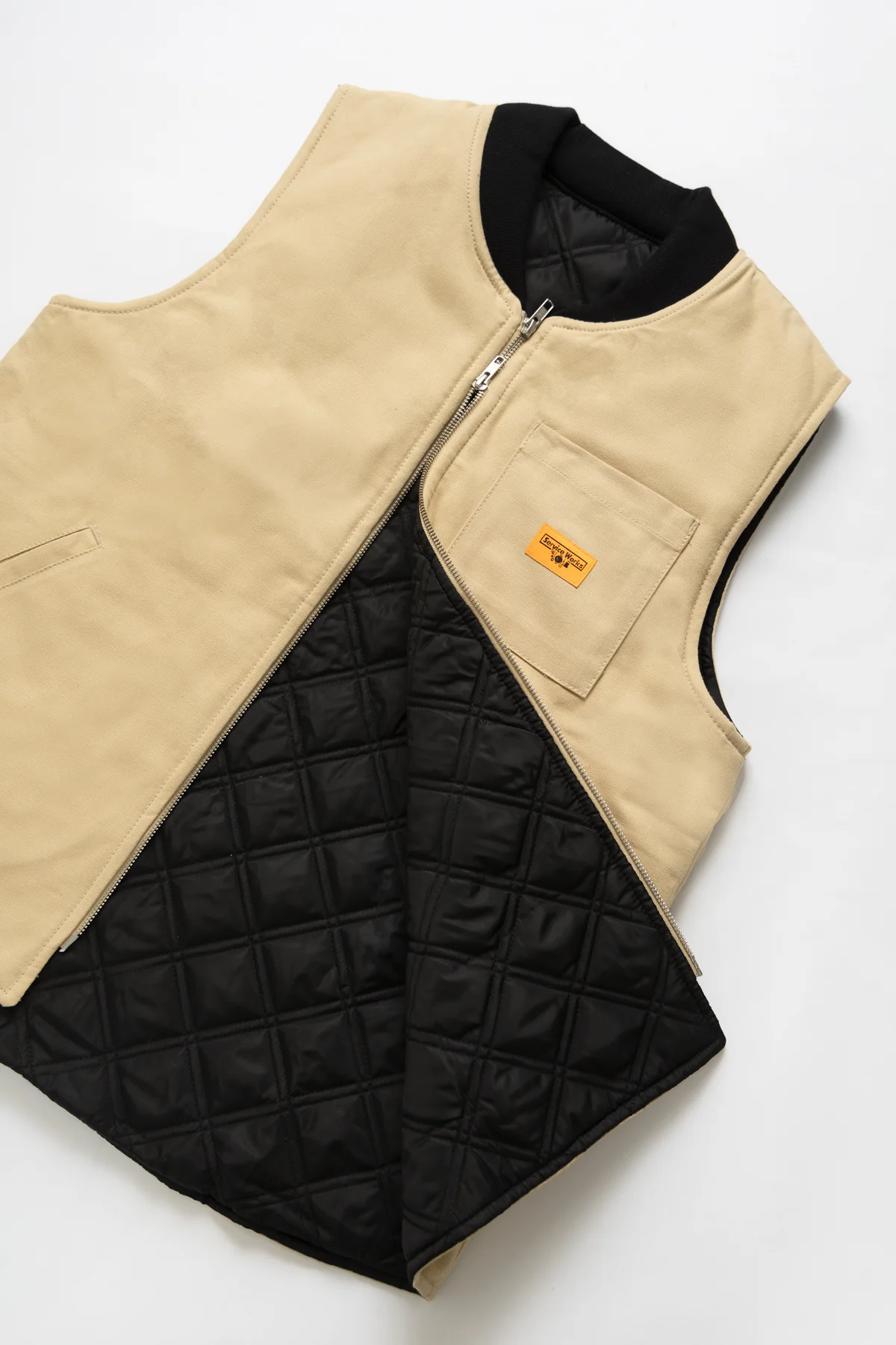 Padded Work Vest Jacket - Pale Khaki - Image 2