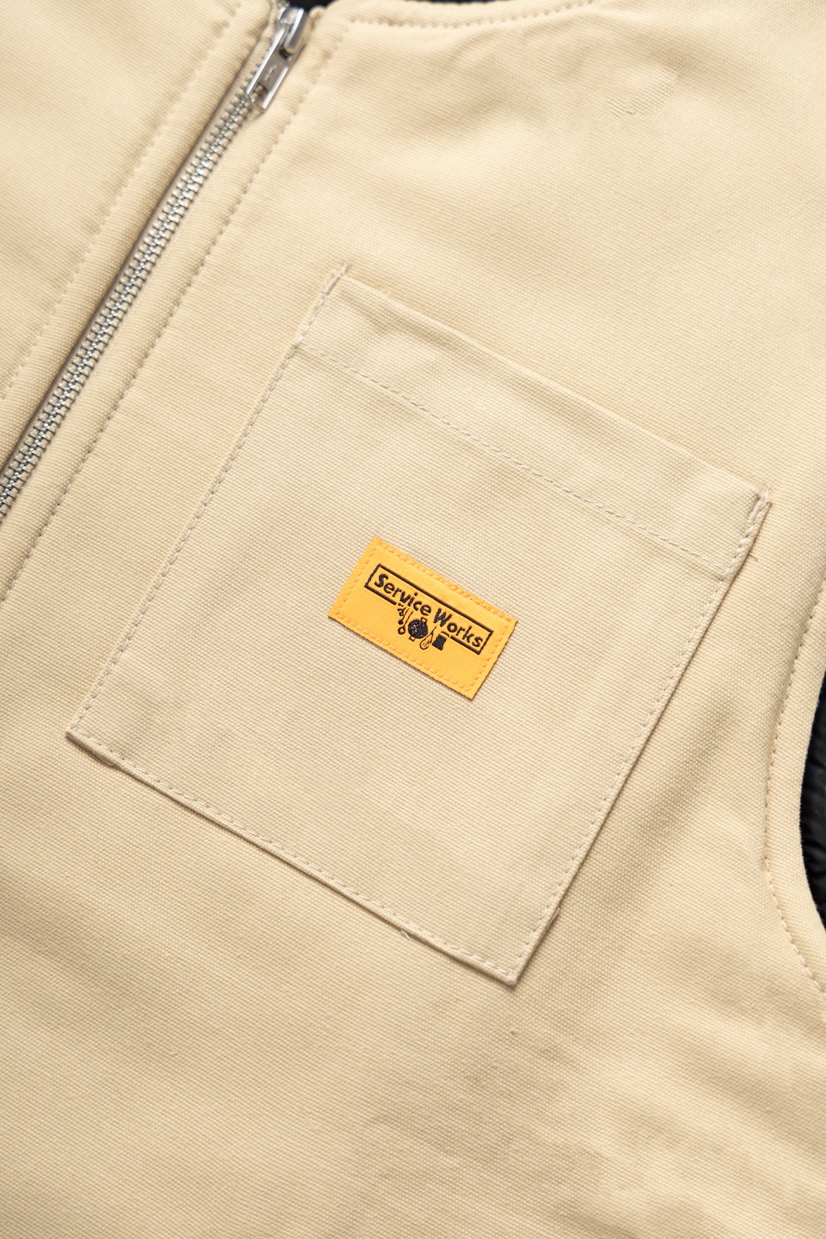 Padded Work Vest Jacket - Pale Khaki - Image 3
