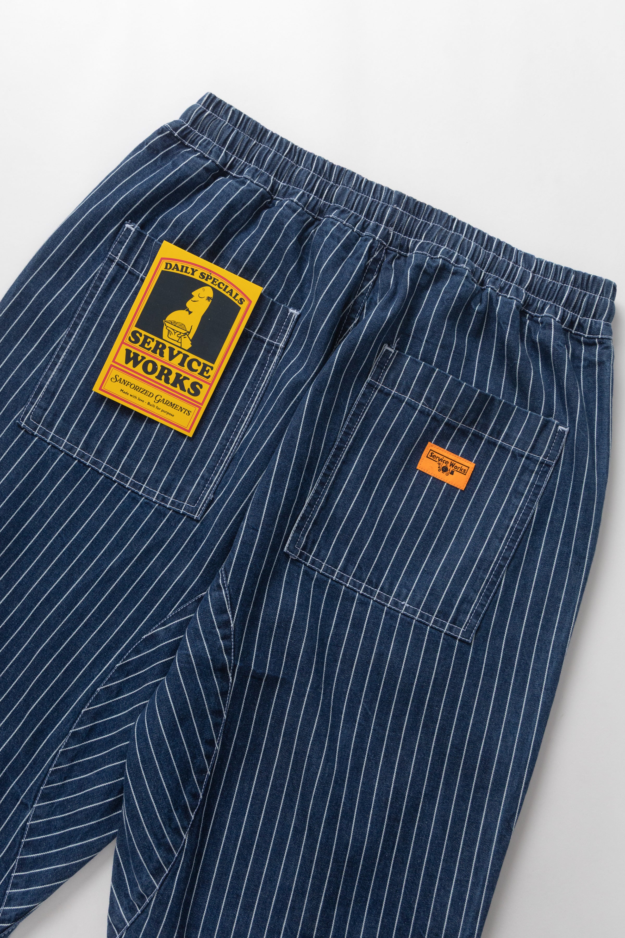 Pinstripe Denim Chef Pants - Indigo - Image 4