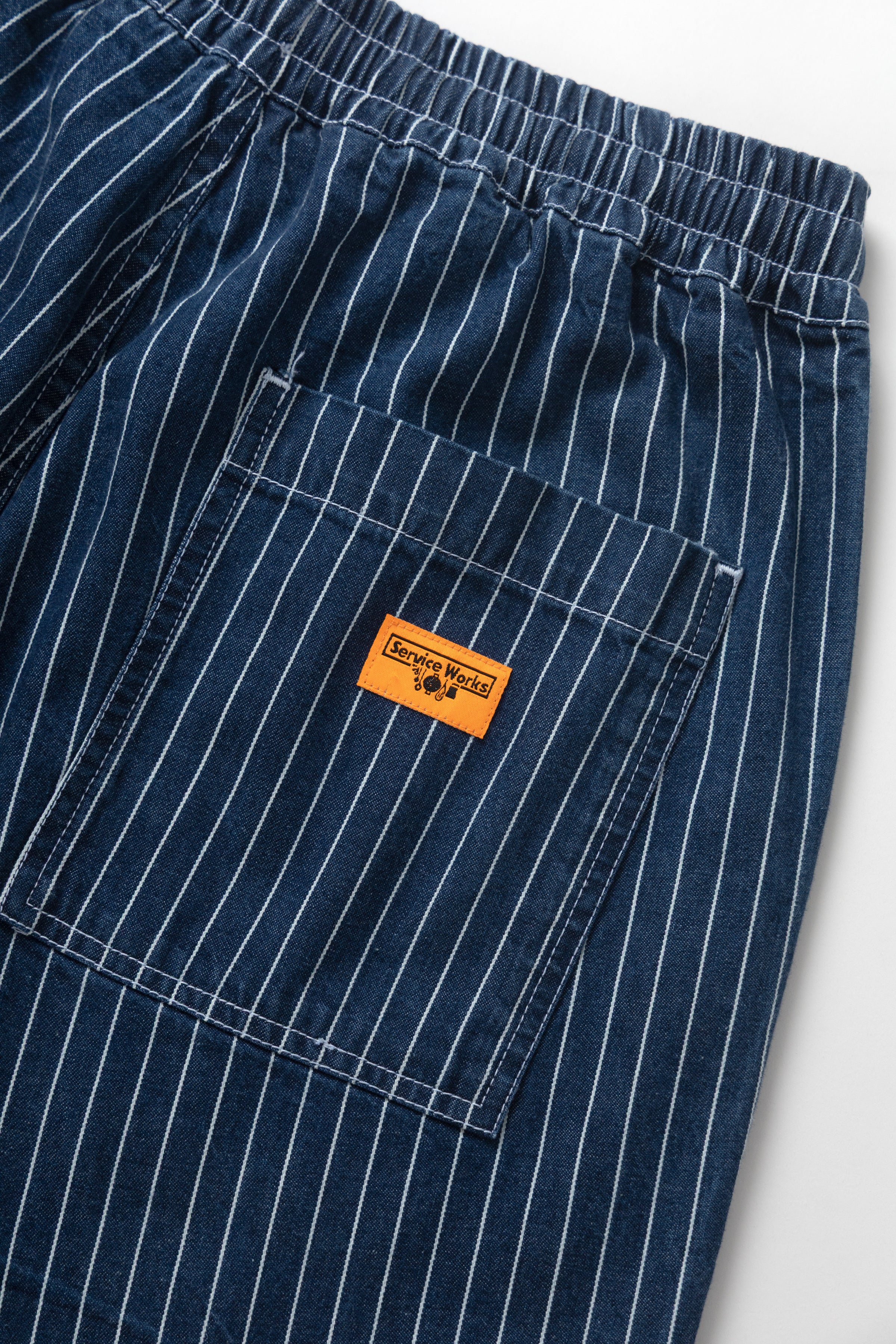 Pinstripe Denim Chef Pants - Indigo - Image 5