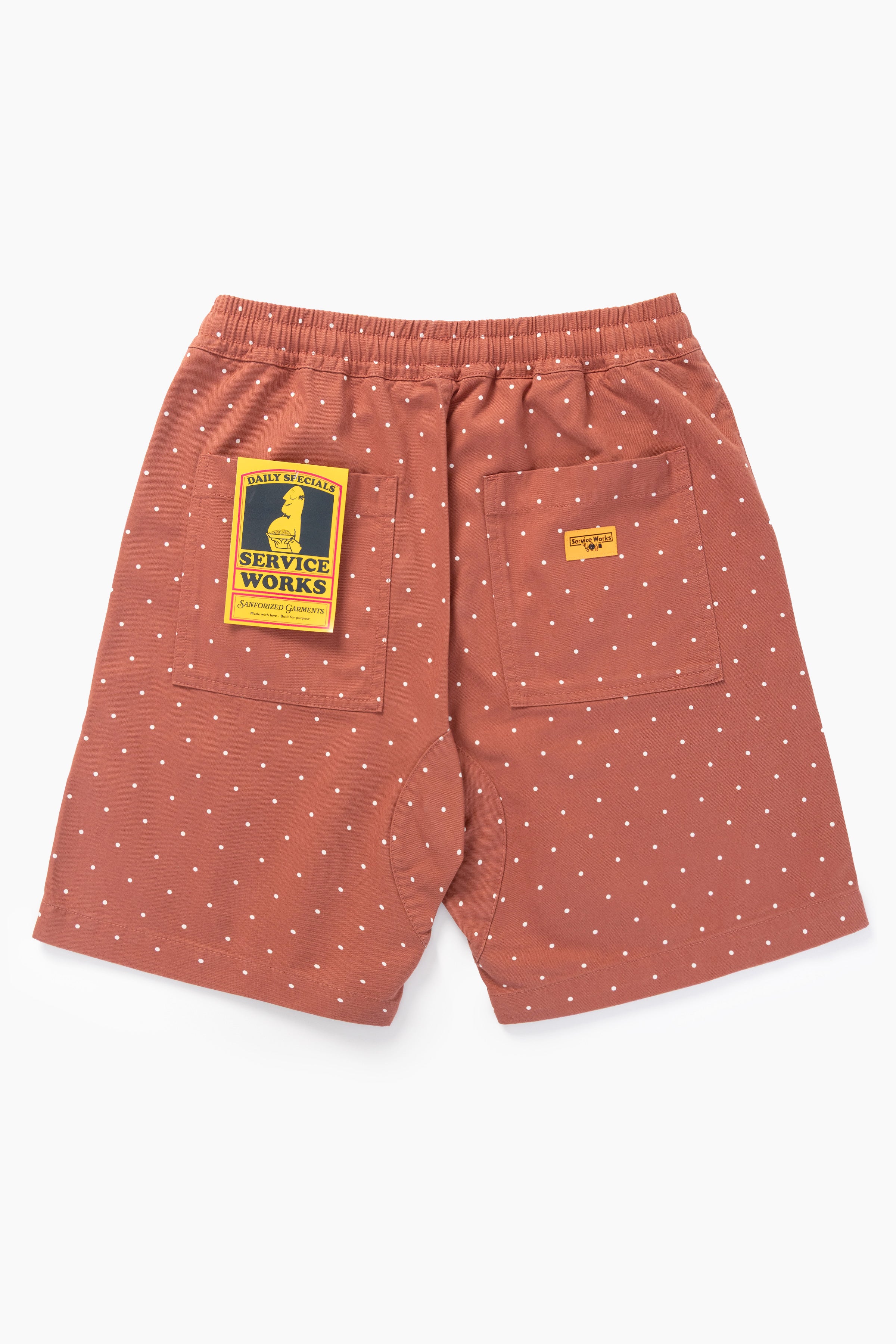 Polka Dot Chef Shorts - Clay - Image 4