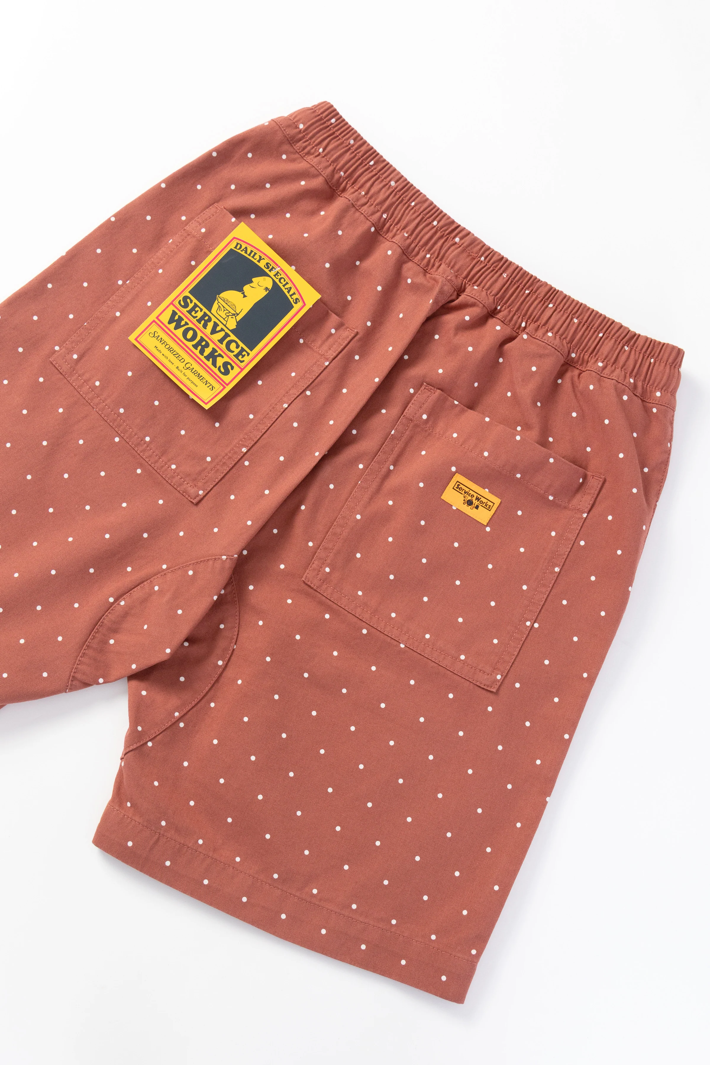 Polka Dot Chef Shorts - Clay - Image 5