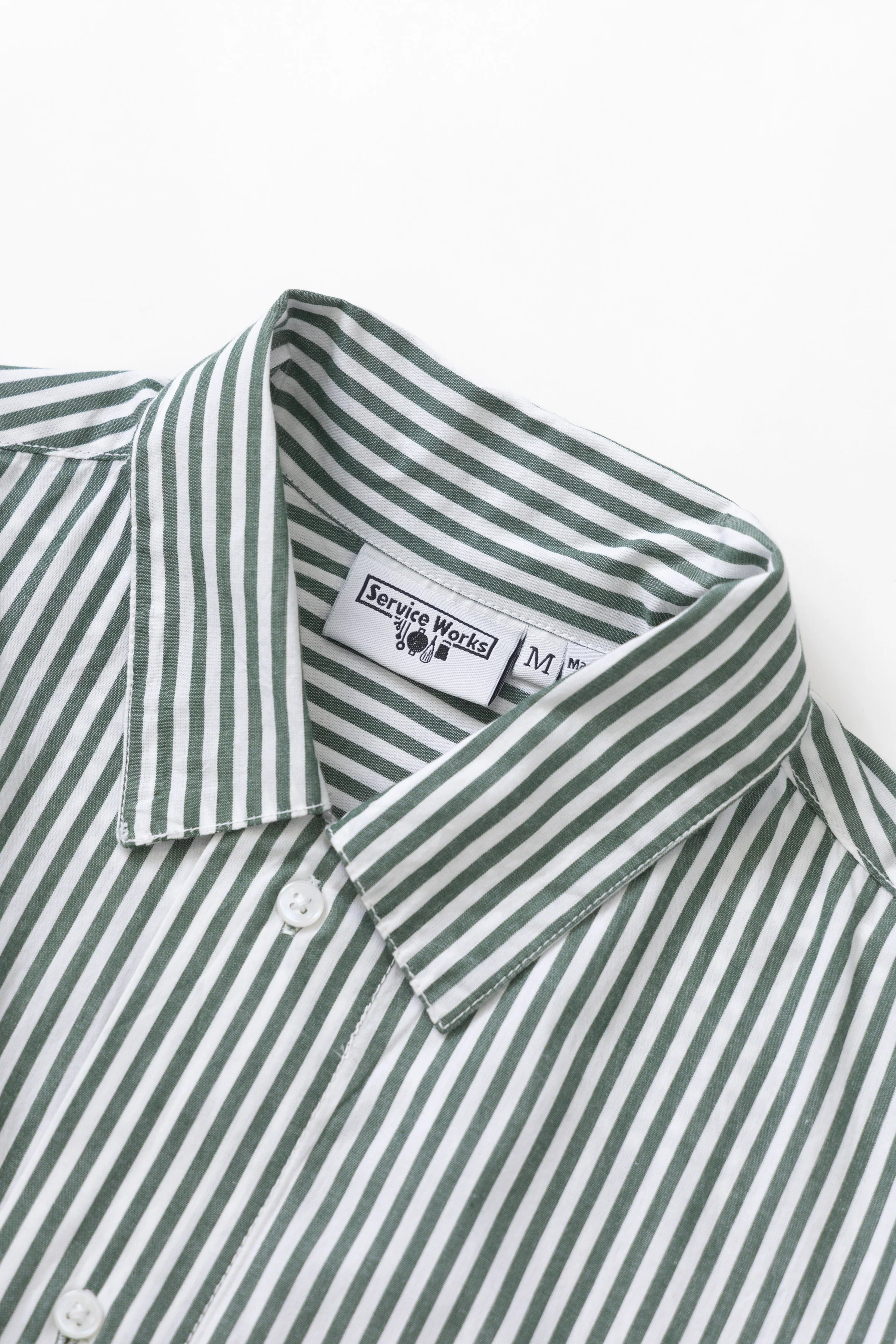 Poplin Stripe Waiter Shirt - Forest - Image 2
