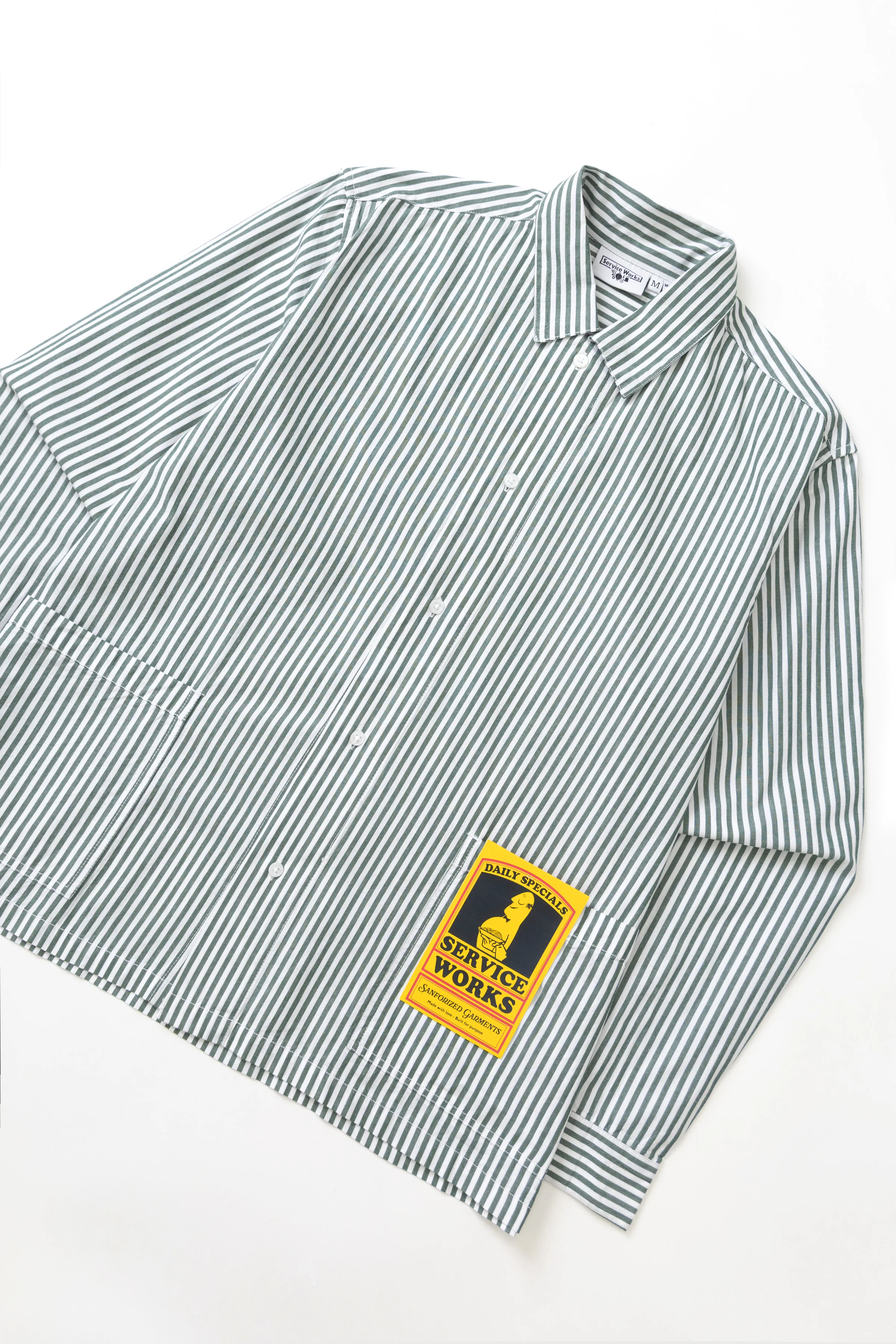 Poplin Stripe Waiter Shirt - Forest - Image 3