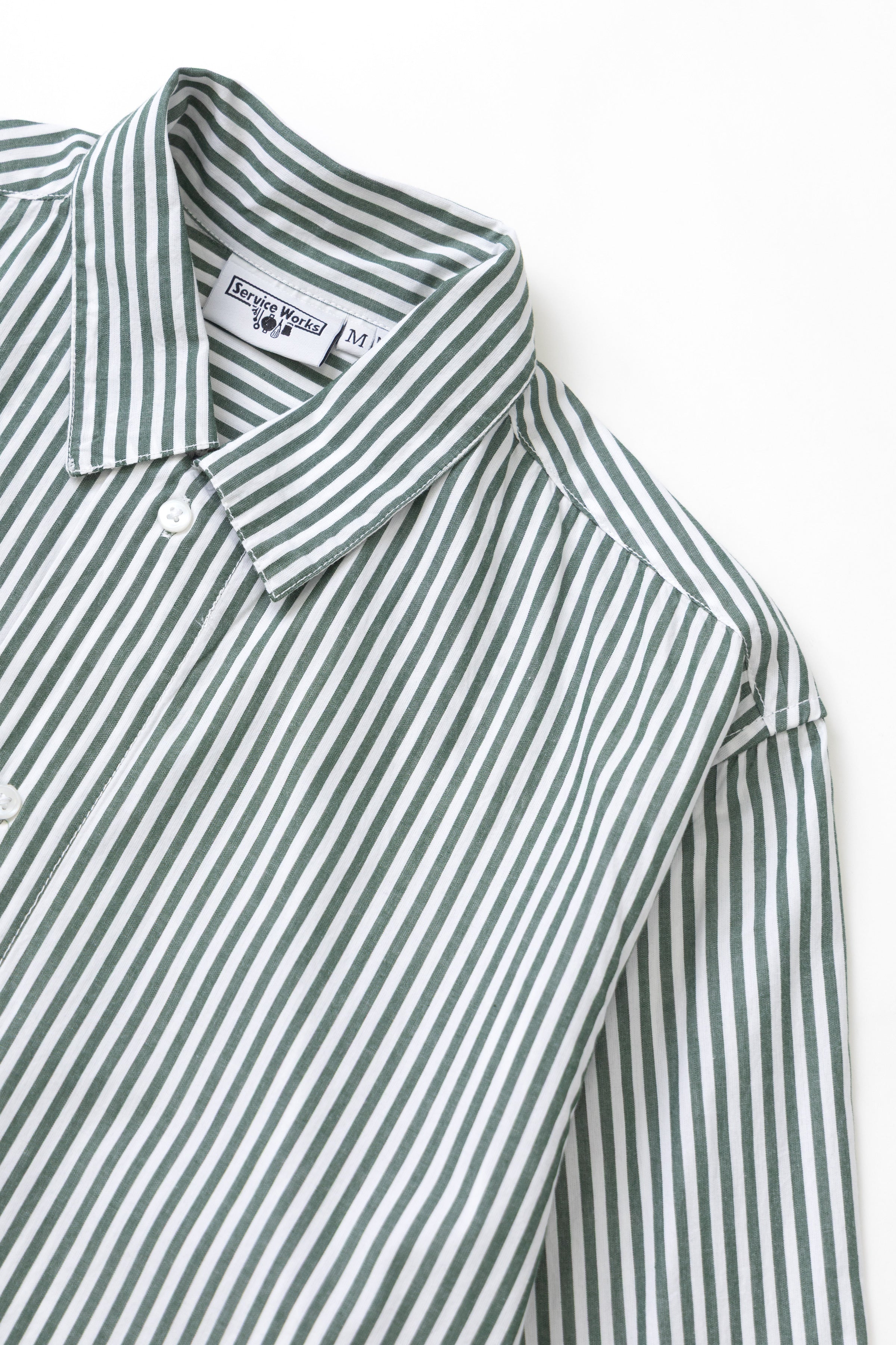 Poplin Stripe Waiter Shirt - Forest - Image 5