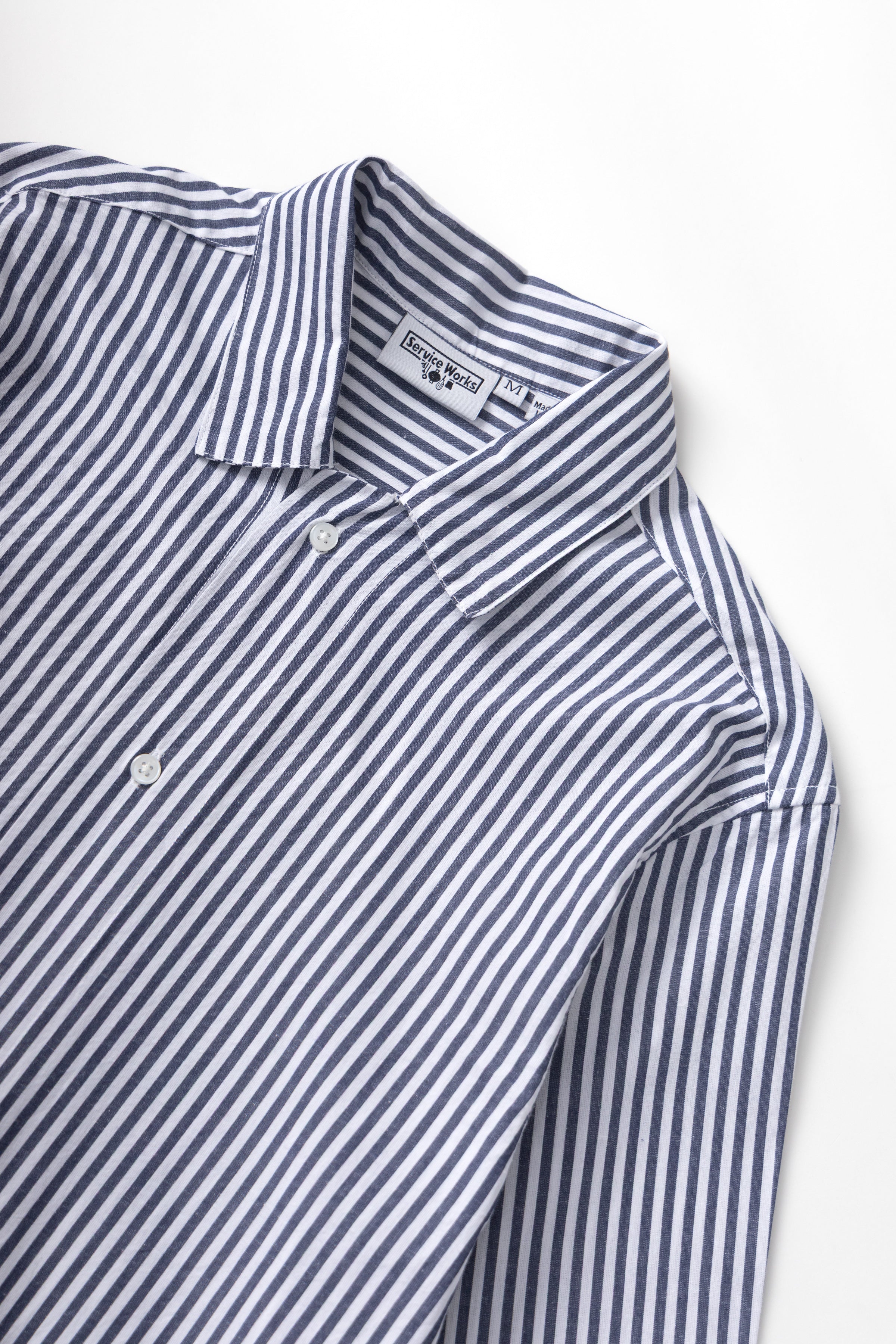 Poplin Stripe Waiter Shirt - Royal - Image 4