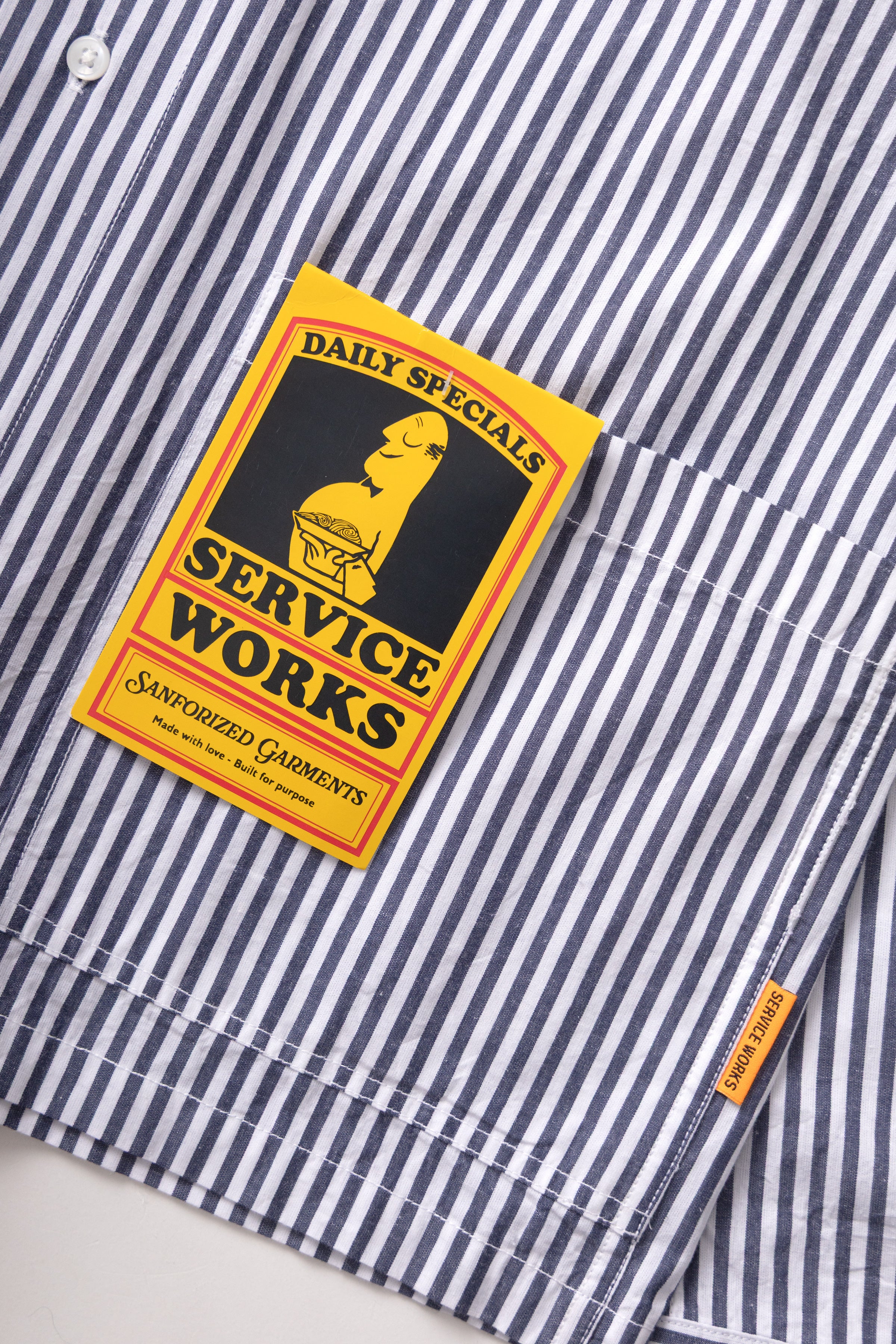 Poplin Stripe Waiter Shirt - Royal - Image 5