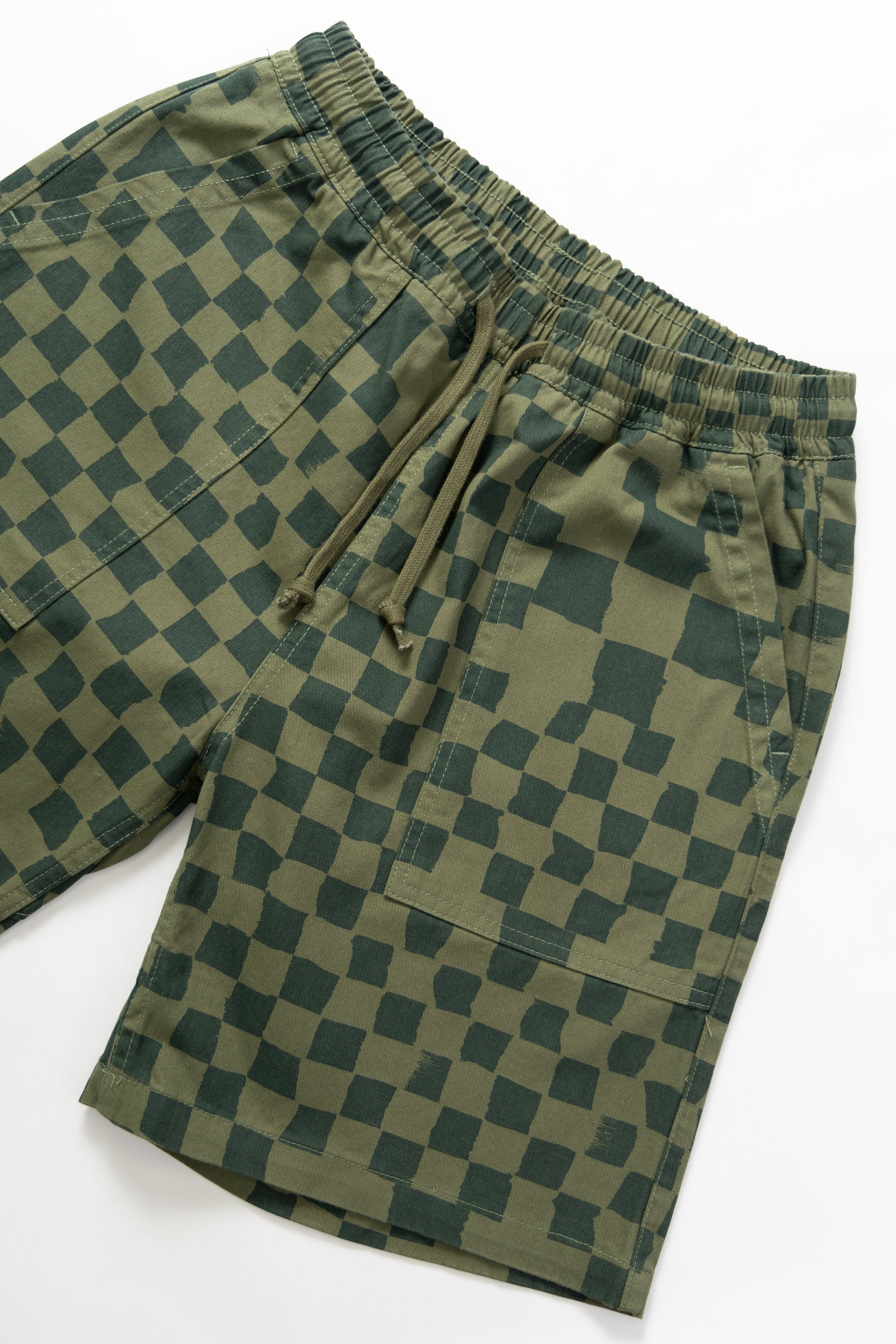 Printed Chef Shorts - Olive Checker - Image 2