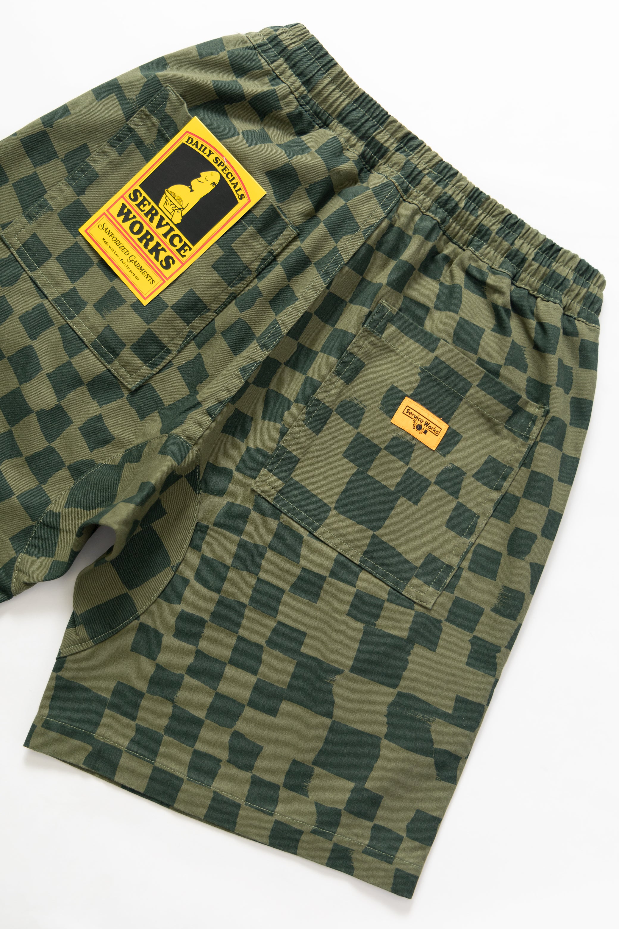 Printed Chef Shorts - Olive Checker - Image 4