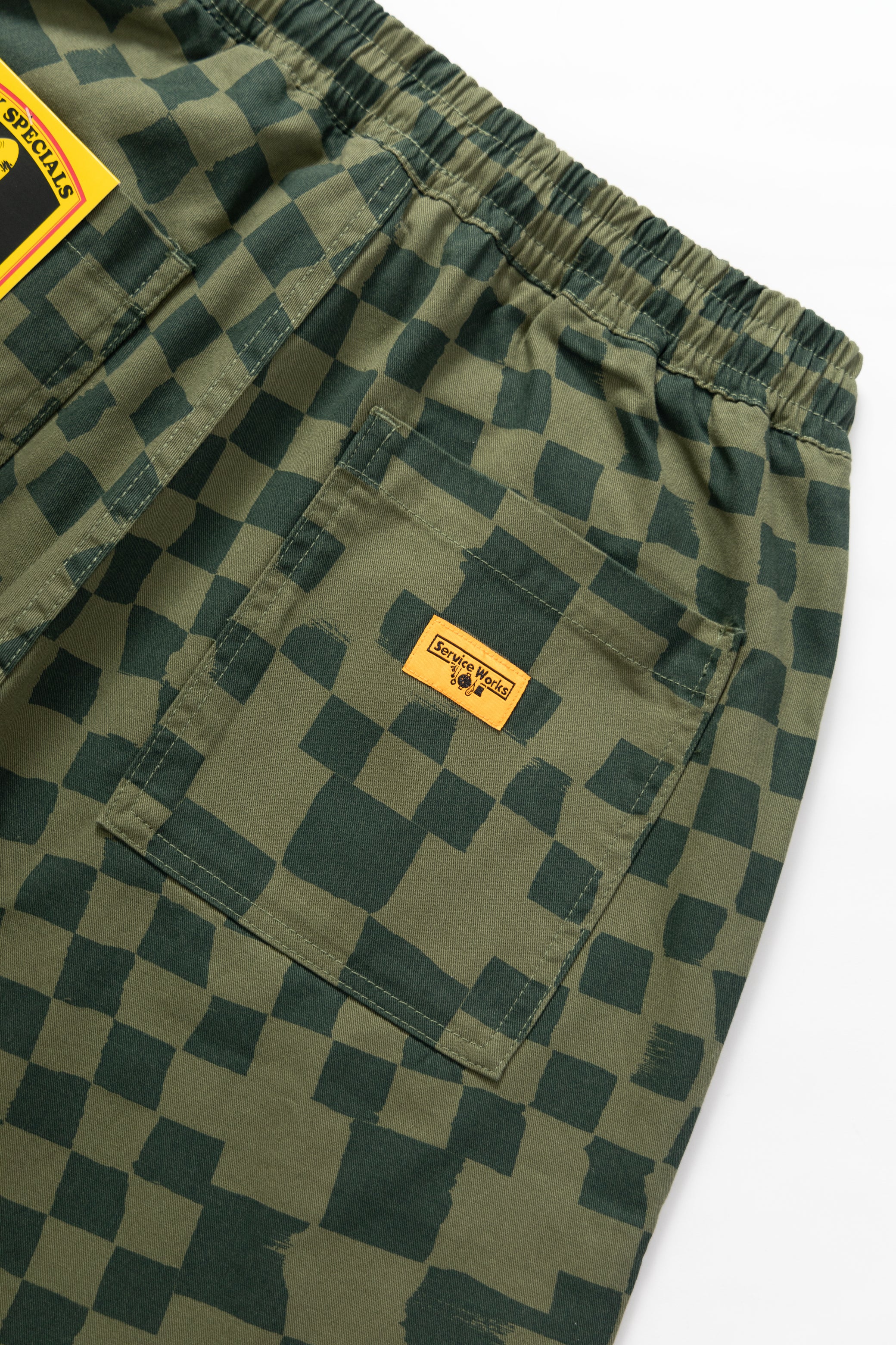 Printed Chef Shorts - Olive Checker - Image 5