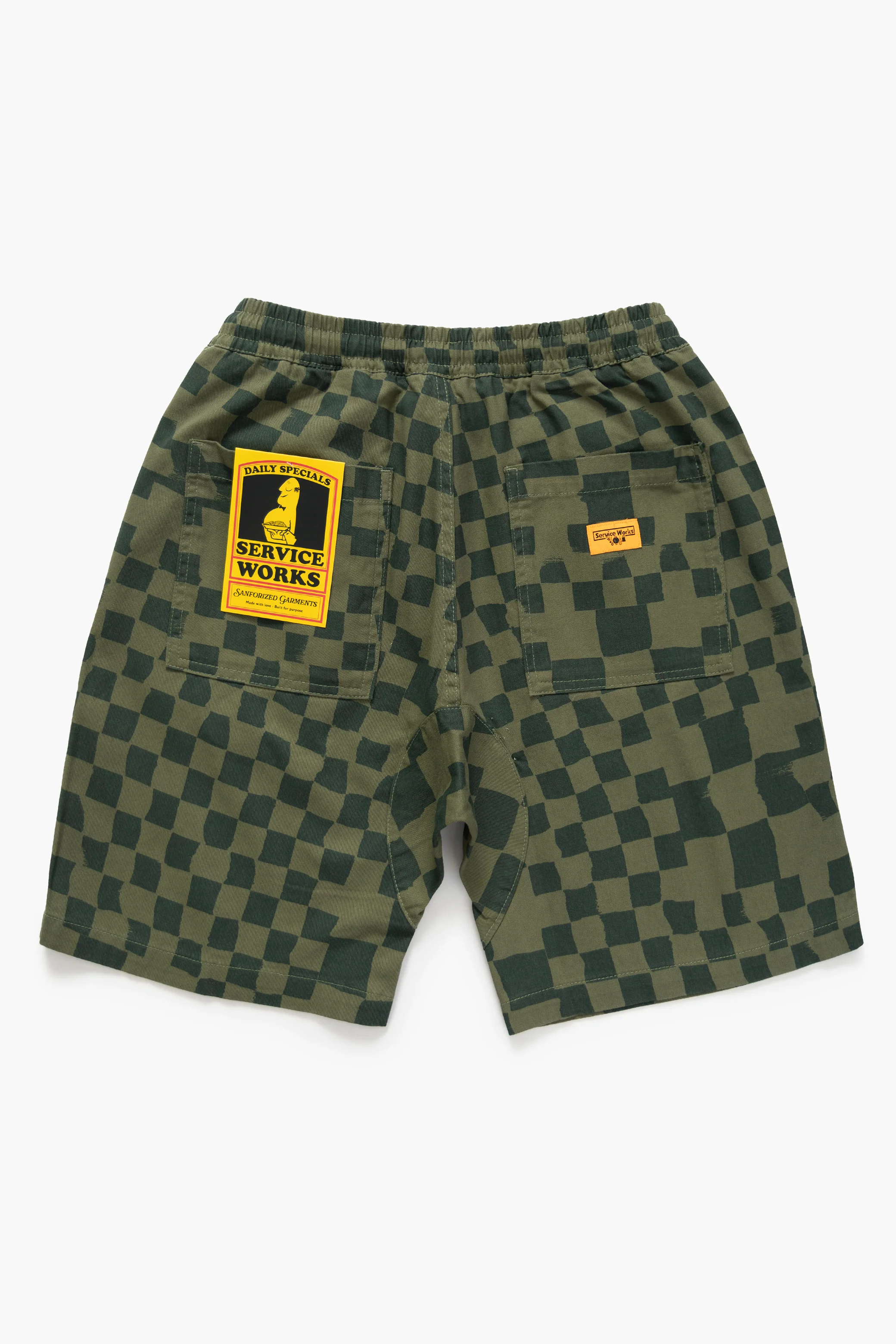 Printed Chef Shorts - Olive Checker - Image 6