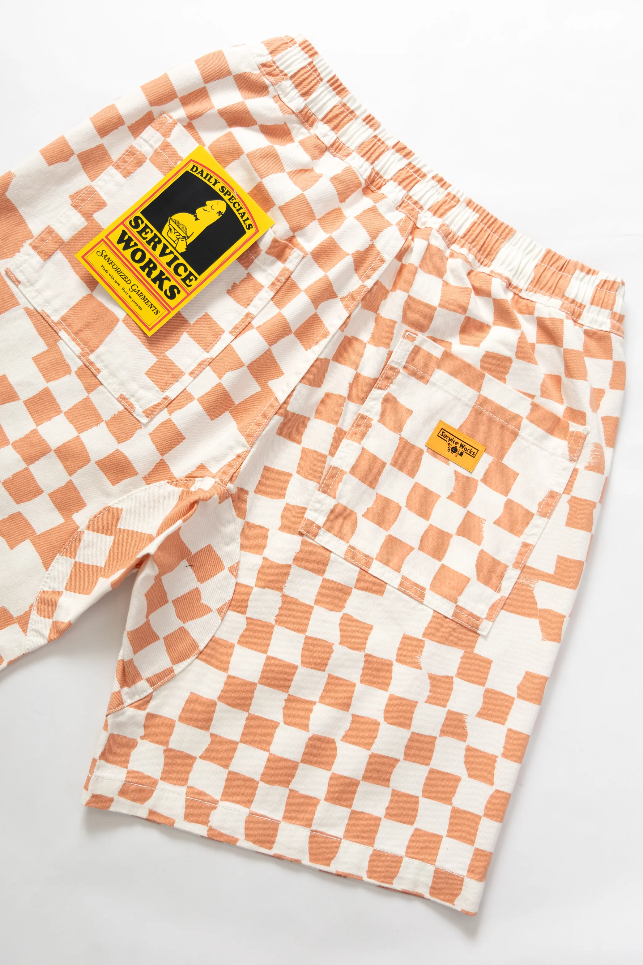 Printed Chef Shorts - Salmon Checker - Image 4
