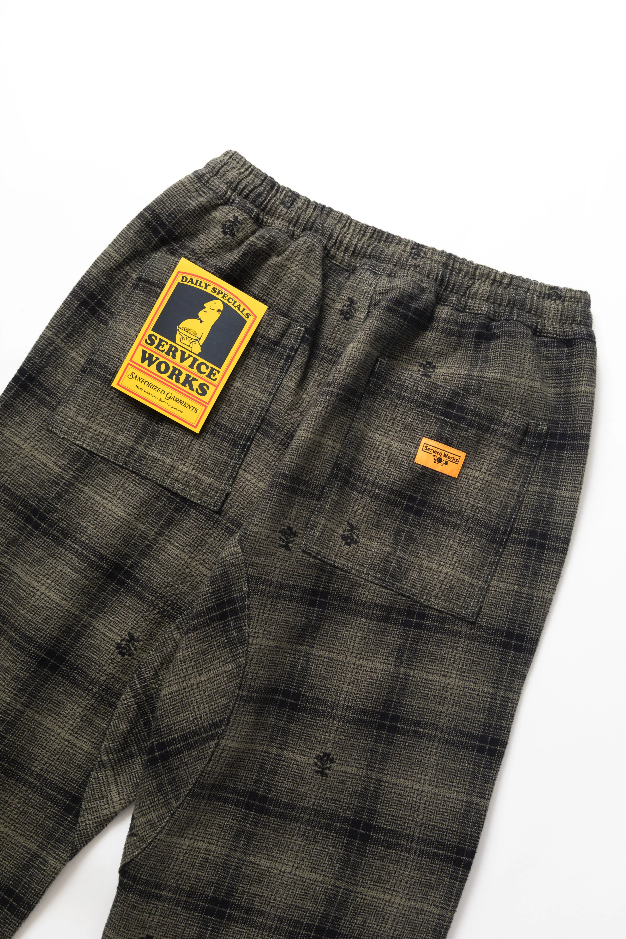 Thistle Plaid Chef Pants - Olive - Image 4