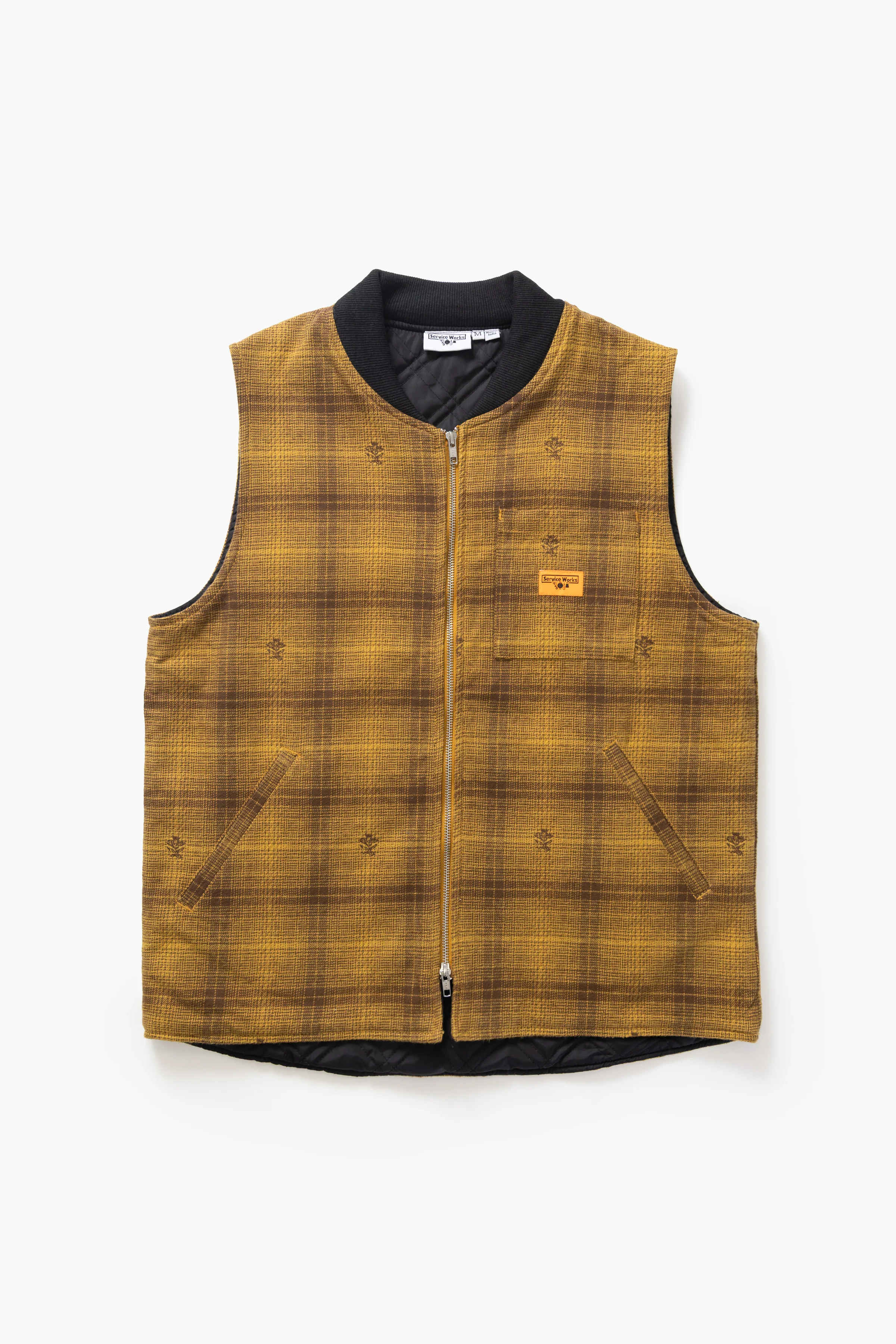 Thistle Plaid Padded Work Vest - Ochre