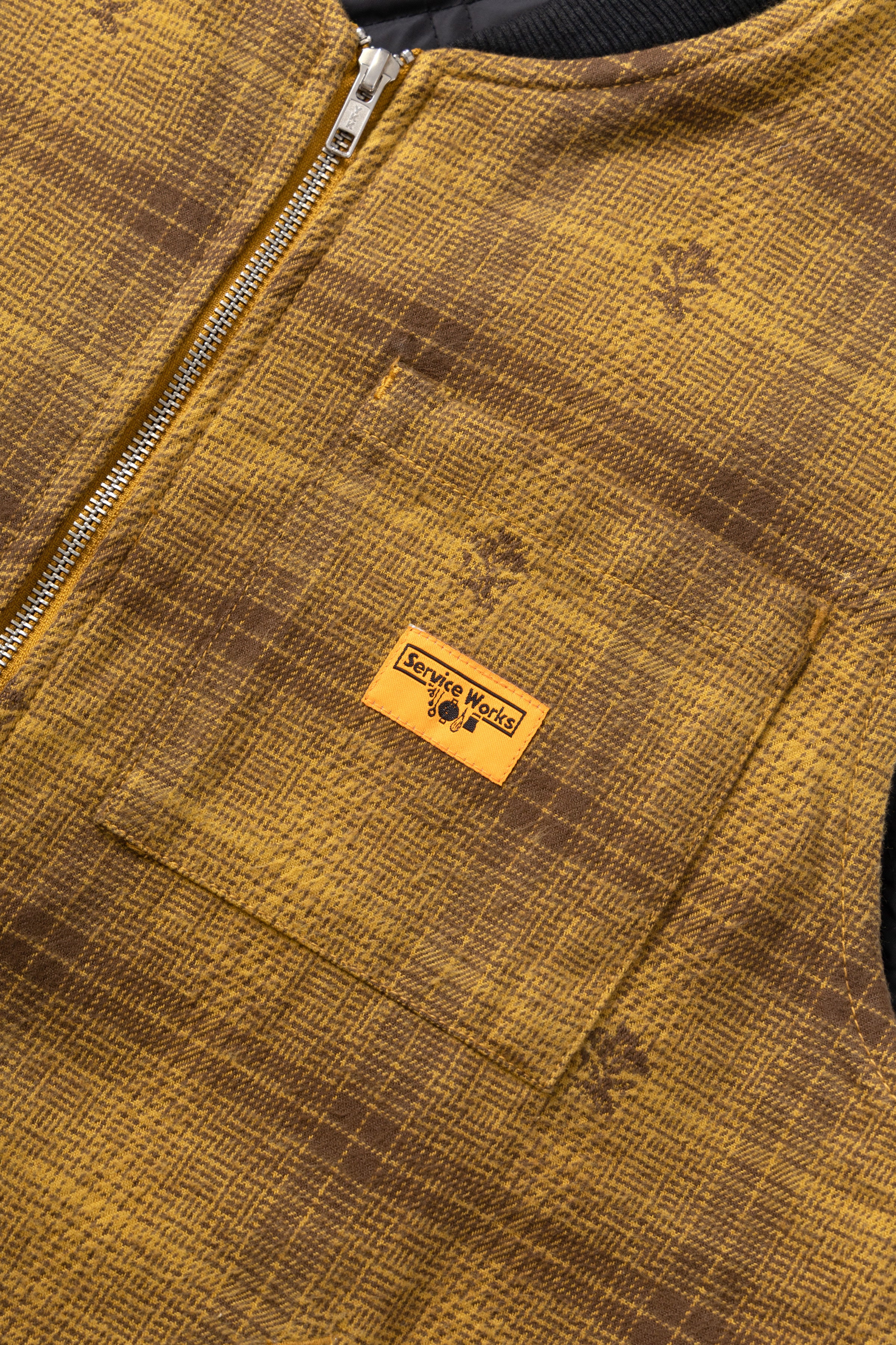 Thistle Plaid Padded Work Vest - Ochre - Image 3