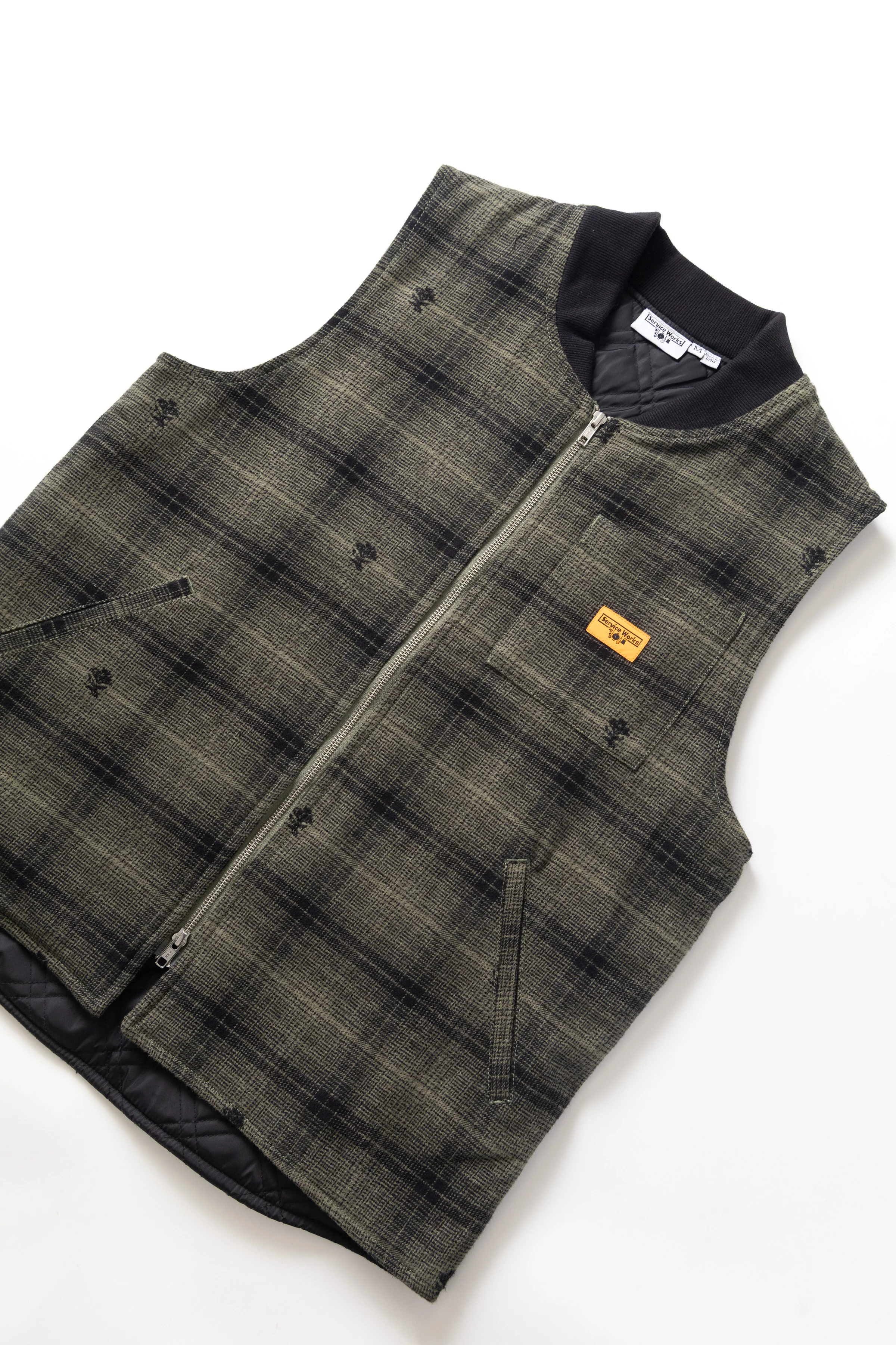 Thistle Plaid Padded Work Vest - Olive - Image 2