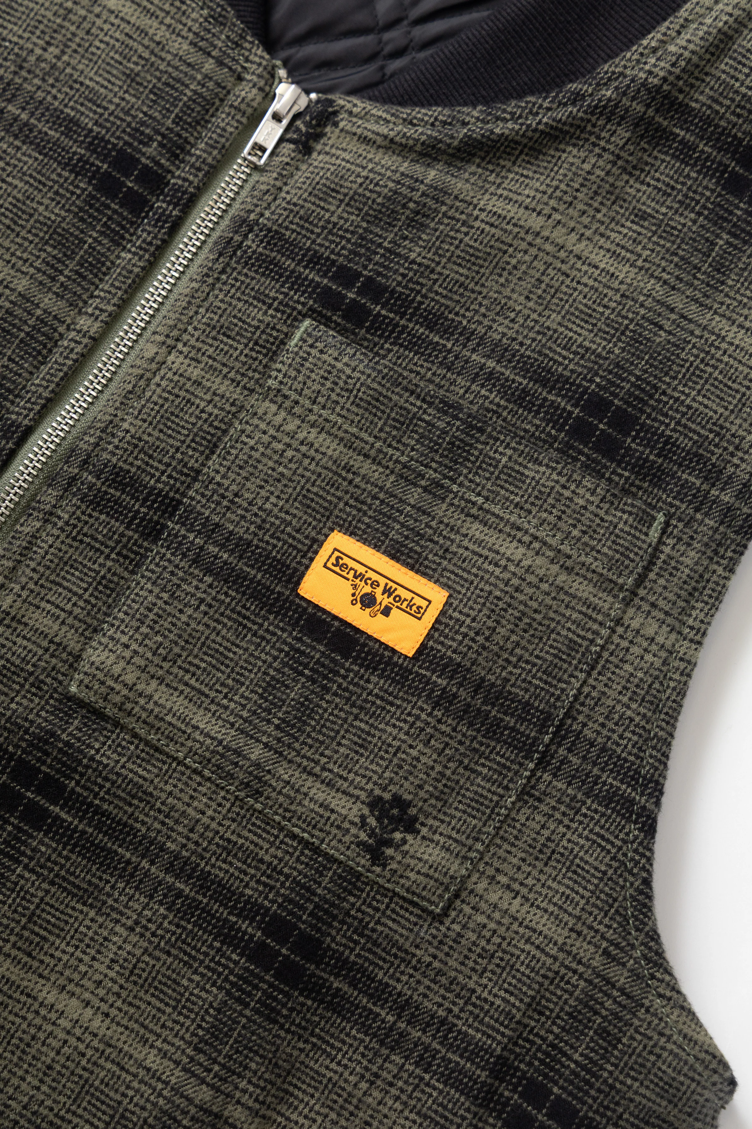 Thistle Plaid Padded Work Vest - Olive - Image 3
