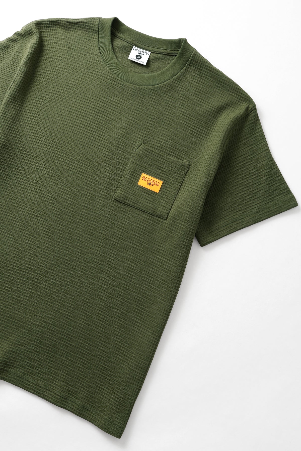Waffle Pocket Tee - Olive - Image 2