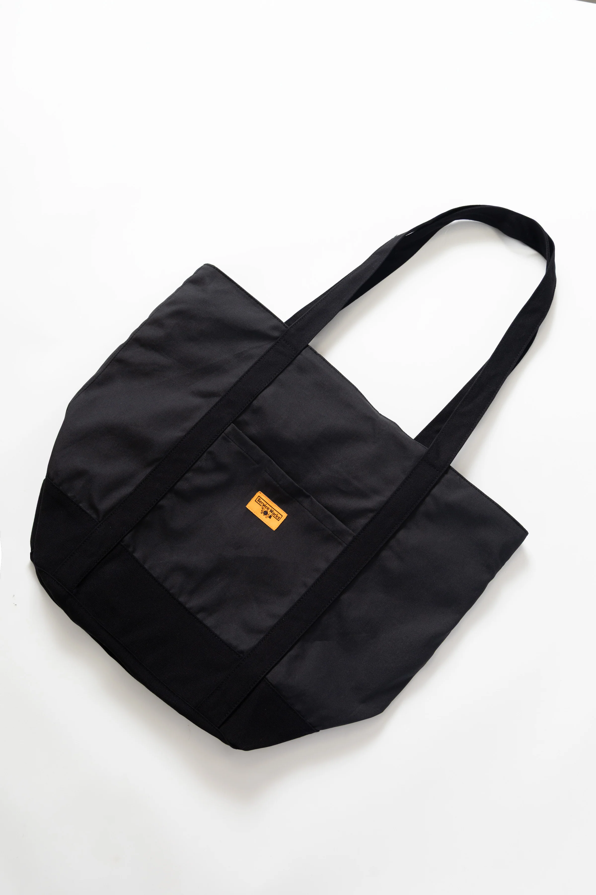 Waxed Cotton Tote Bag - Black - Image 2